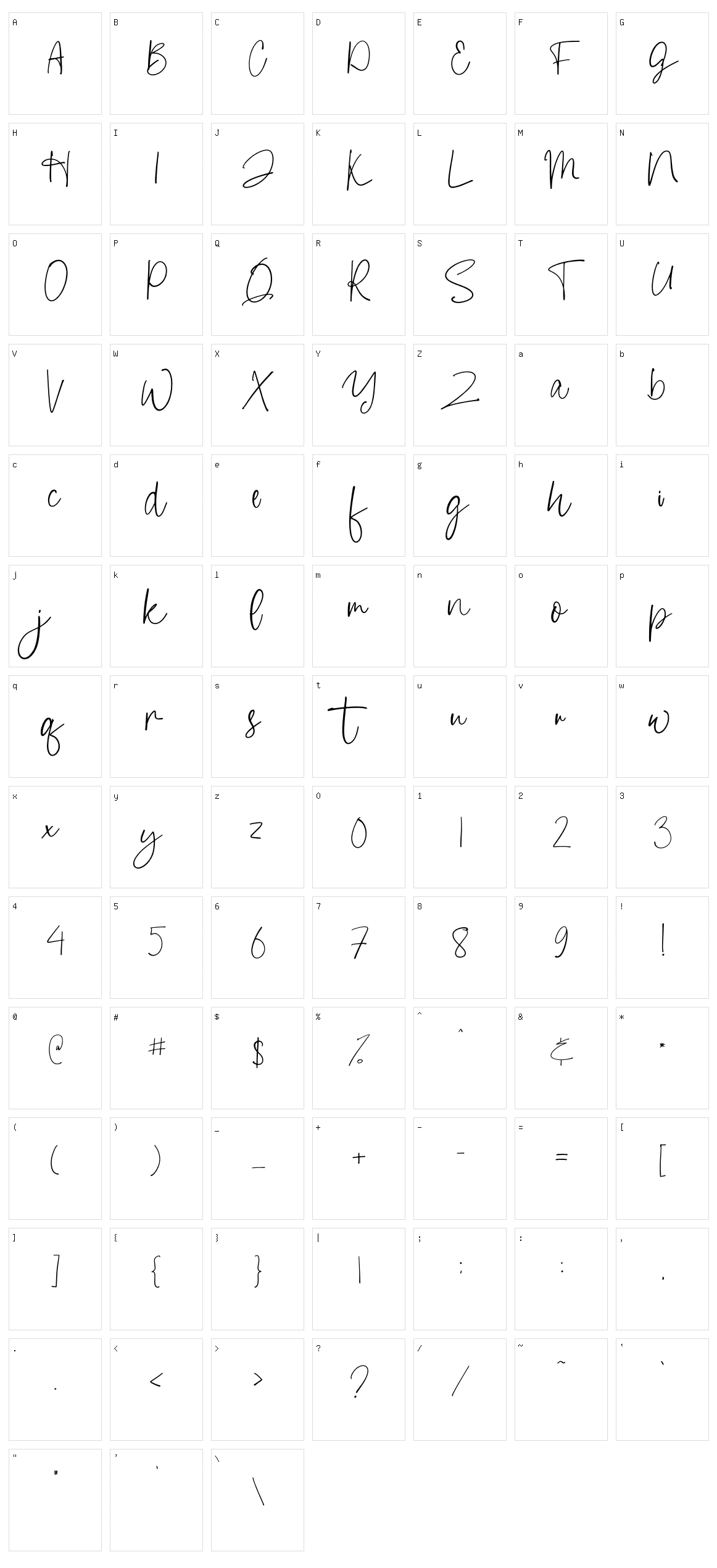 Just Write Character Set