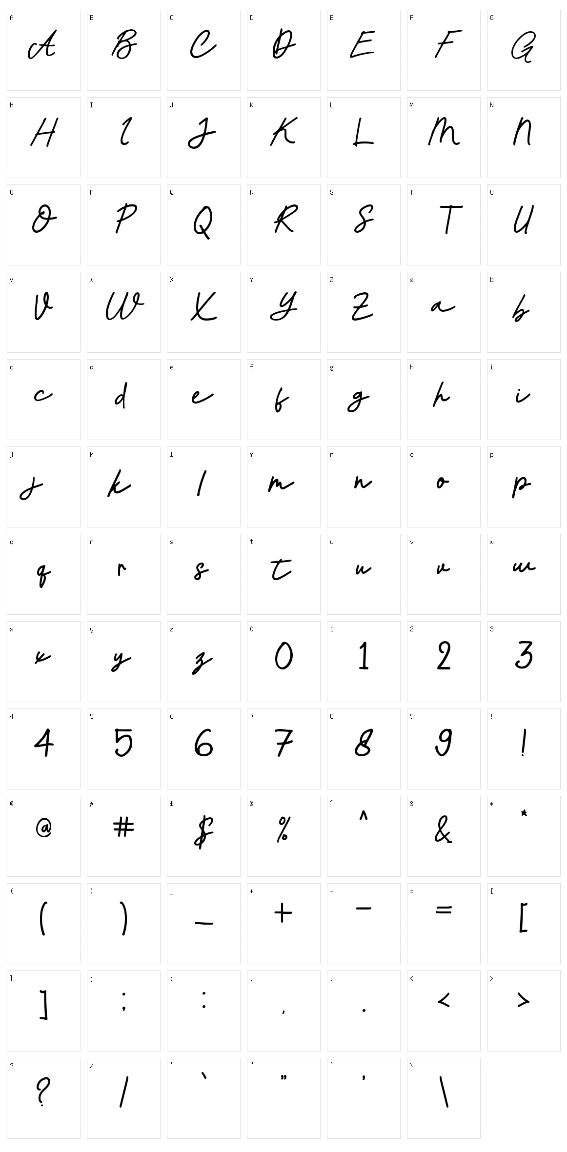 Justline Character Set