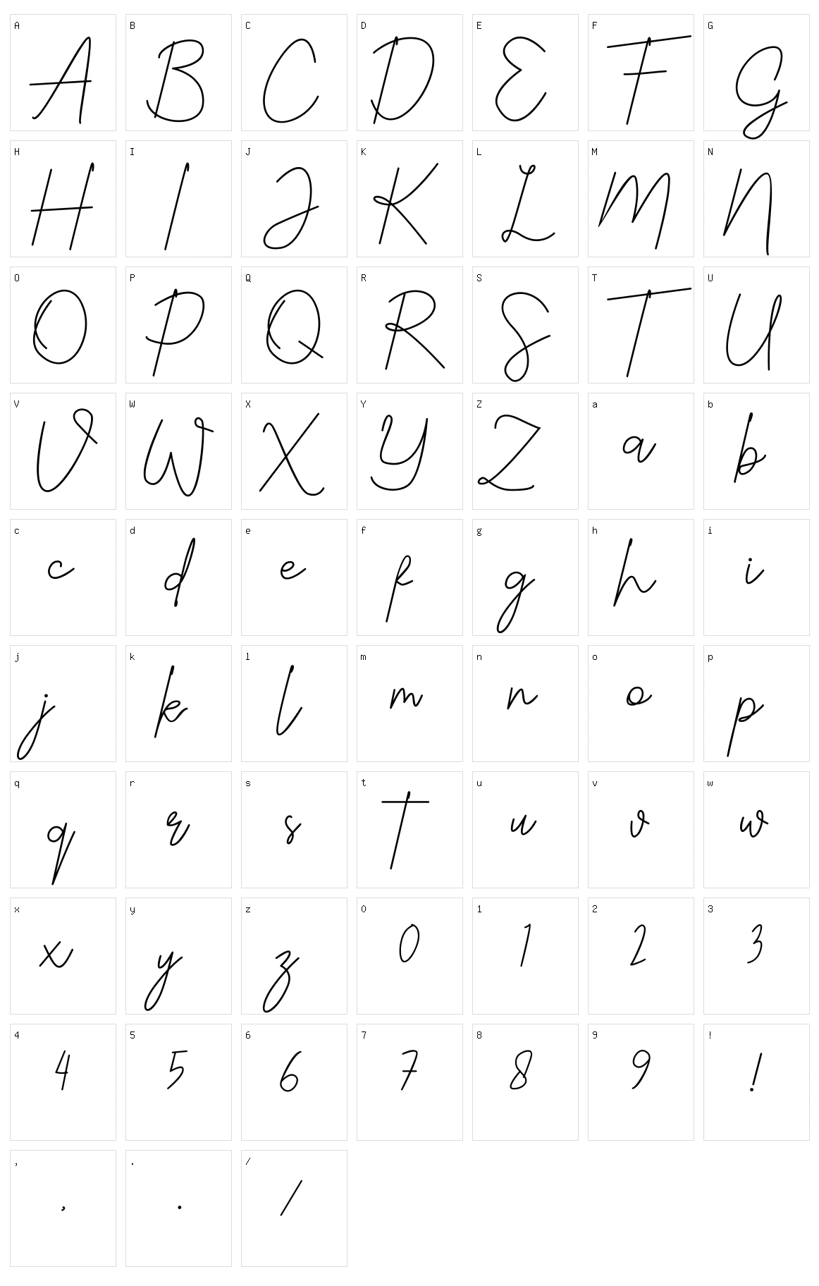 Justwinch Signature Character Set