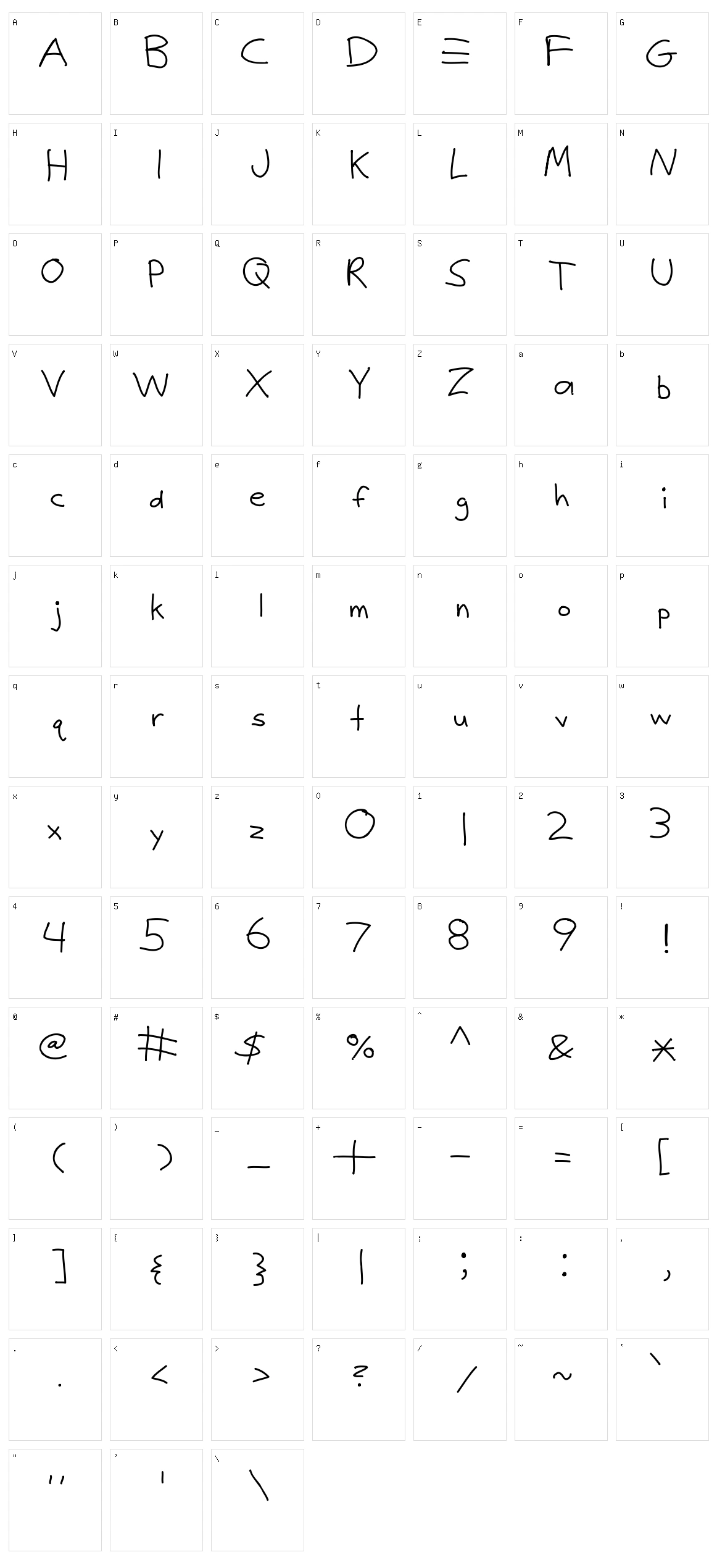 Justy 1 Character Set