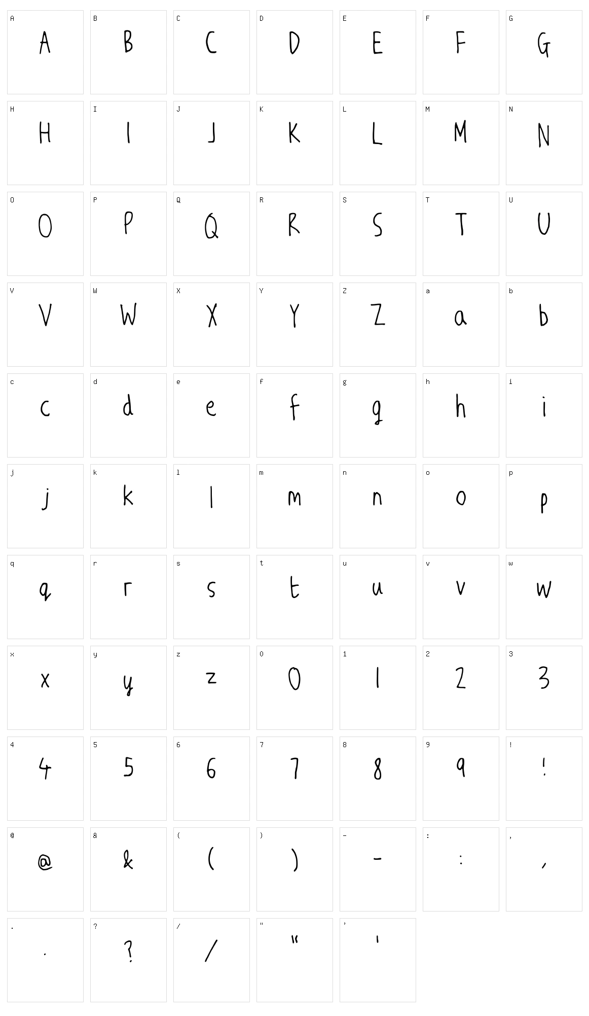 JW Script Character Set
