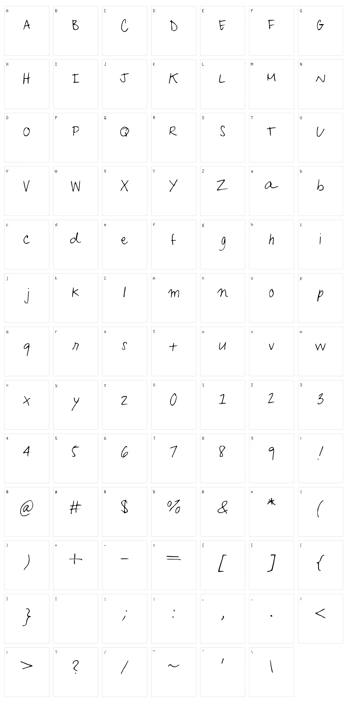 KafeisCaf Character Set