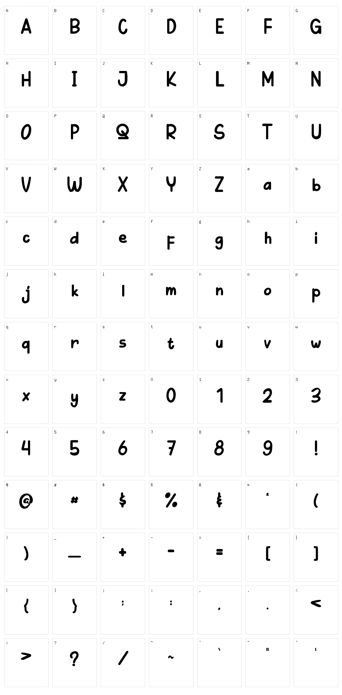 Kaki Kukeko Character Set