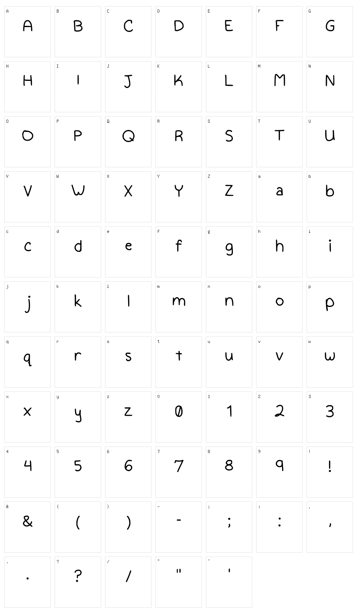 Kalis Handwriting Character Set