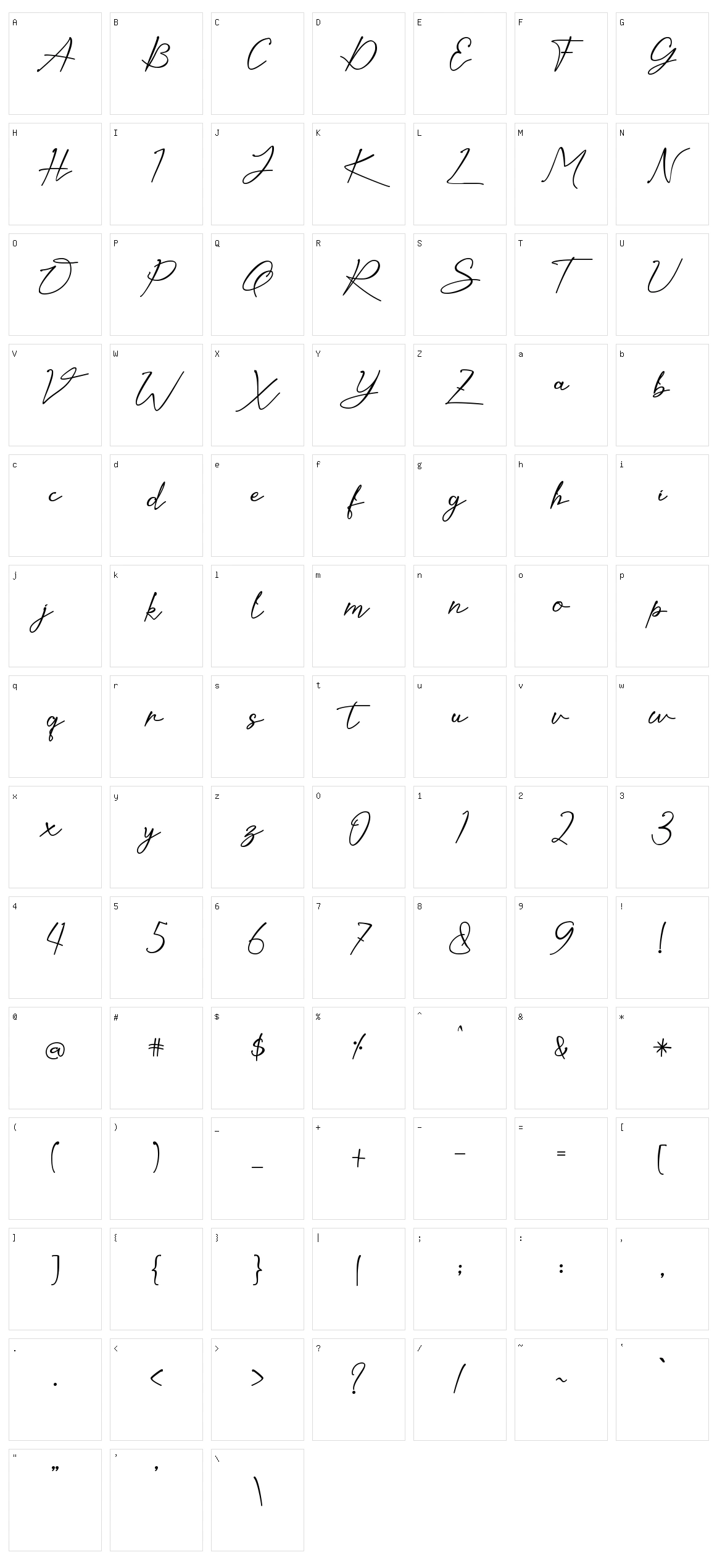 Kaliurang Signature Character Set
