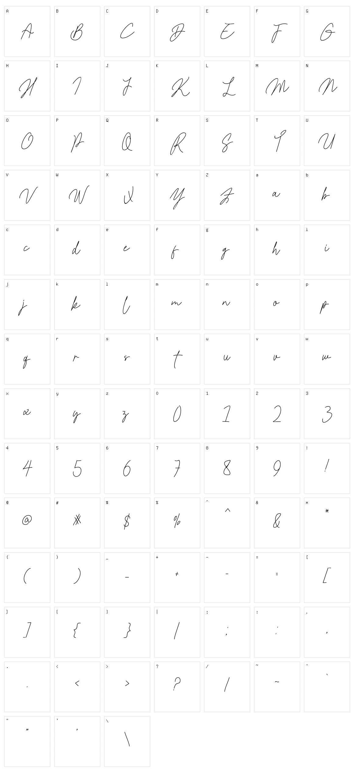 Kamila Signature Character Set