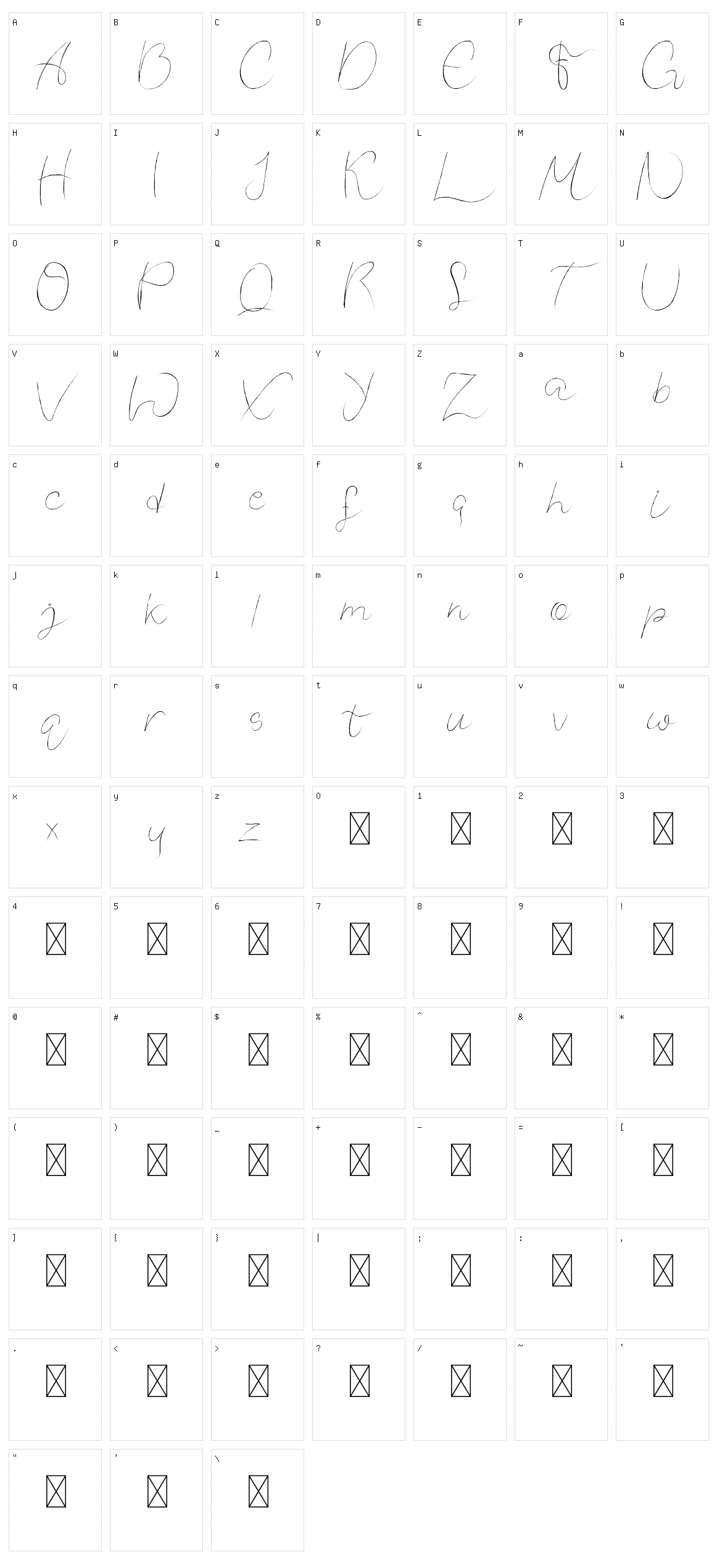 Kandis Marsh Script Character Set