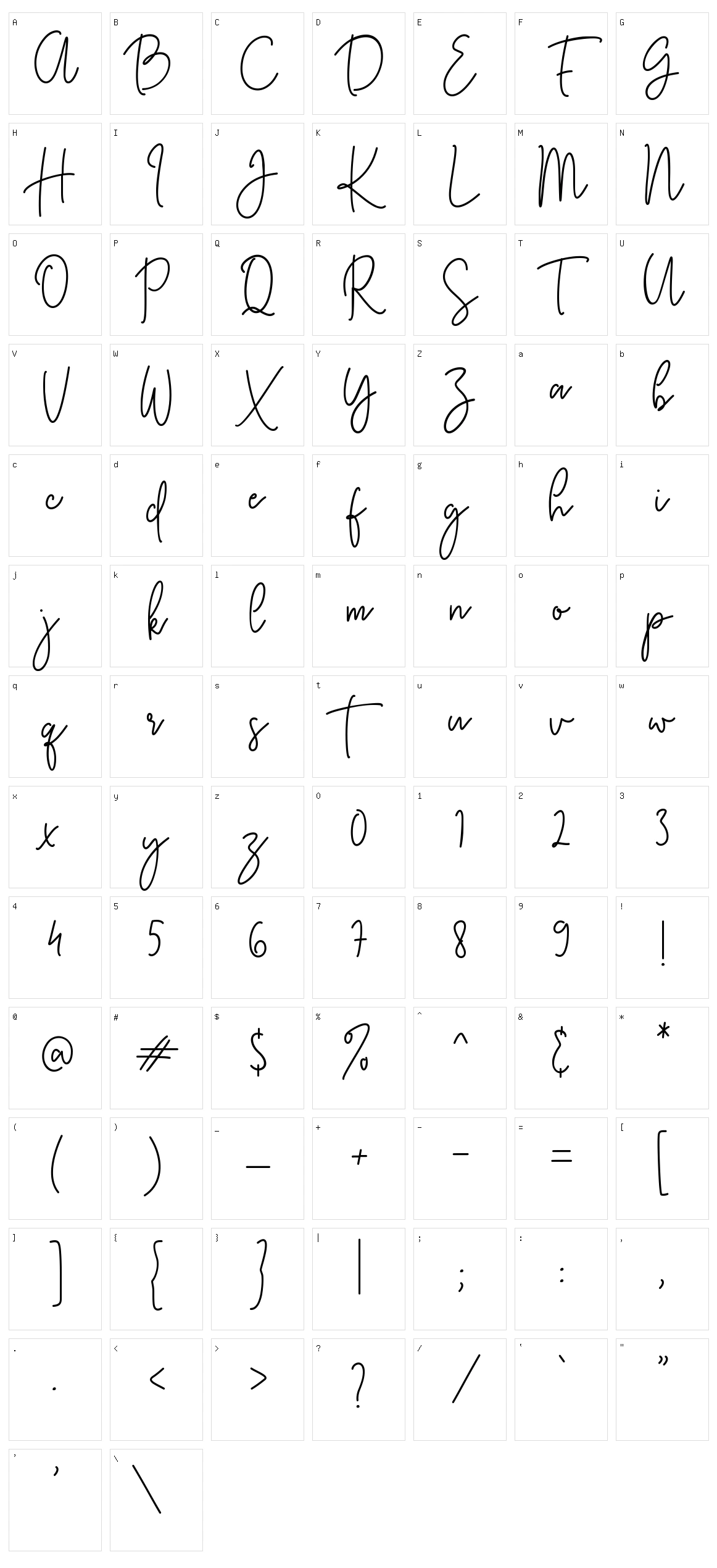 Kasting Script Character Set