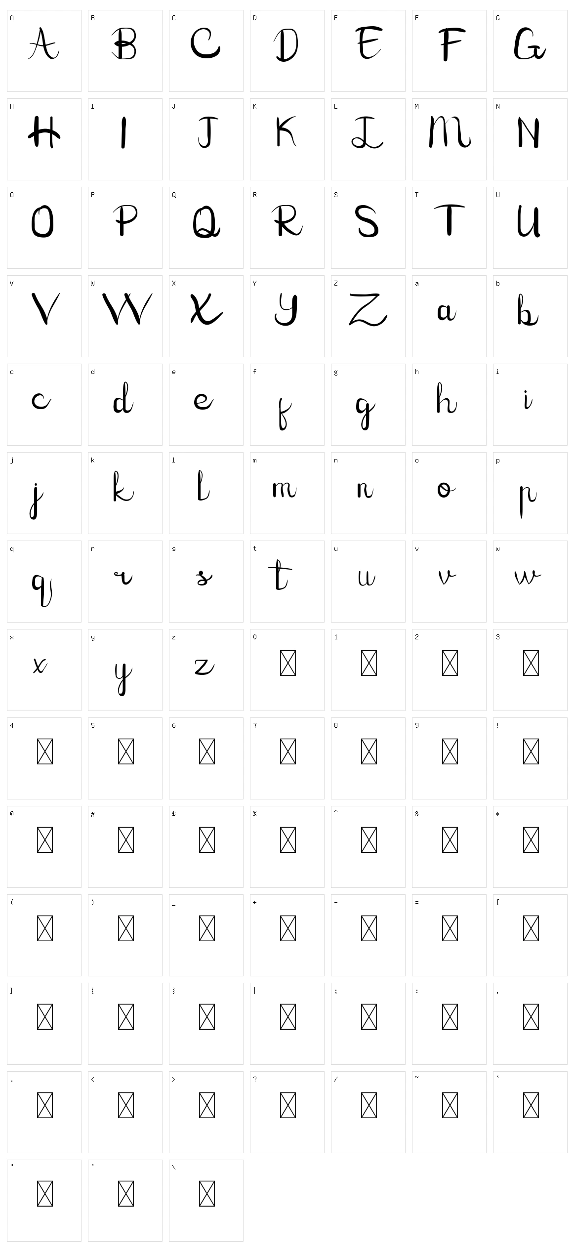 Kate Raymond Script Character Set