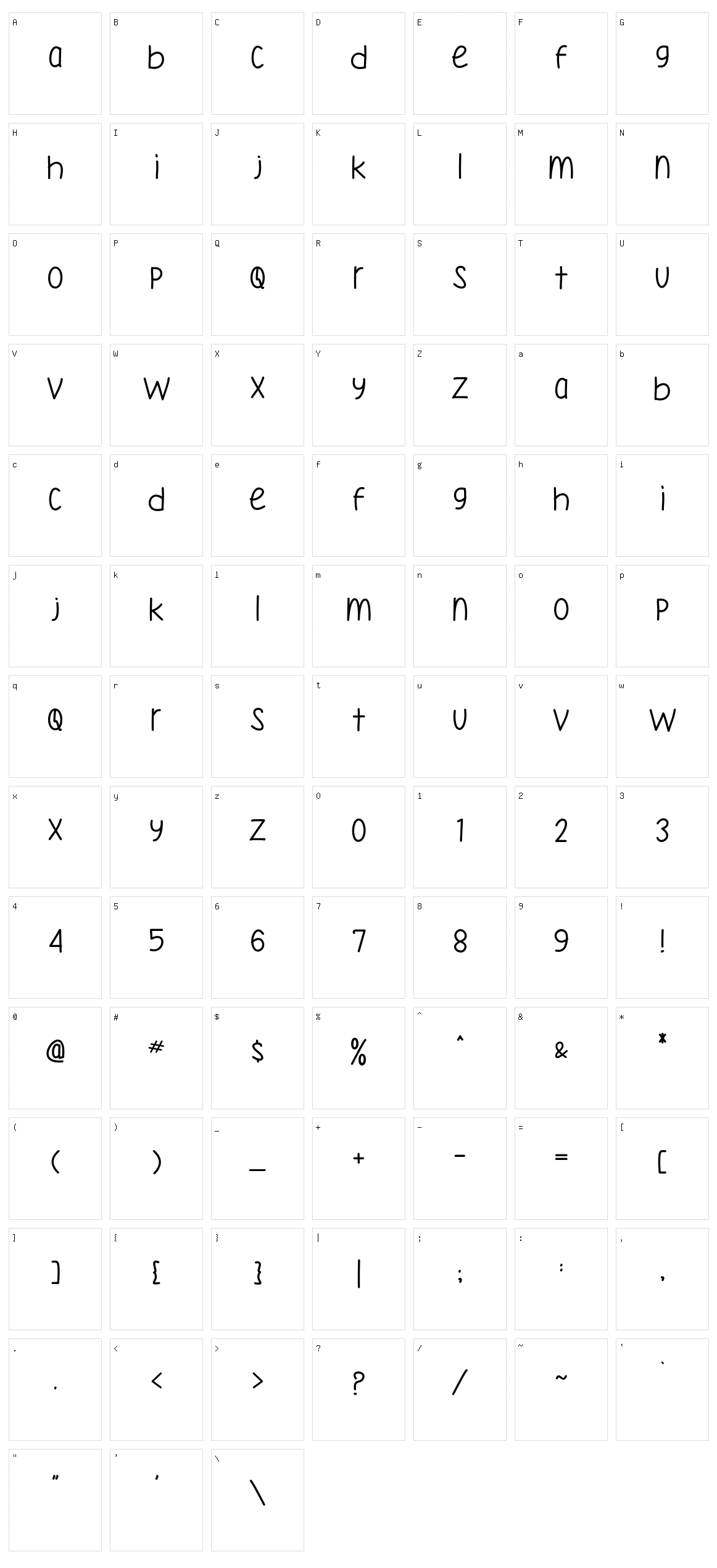 Katherine Handwriting Character Set