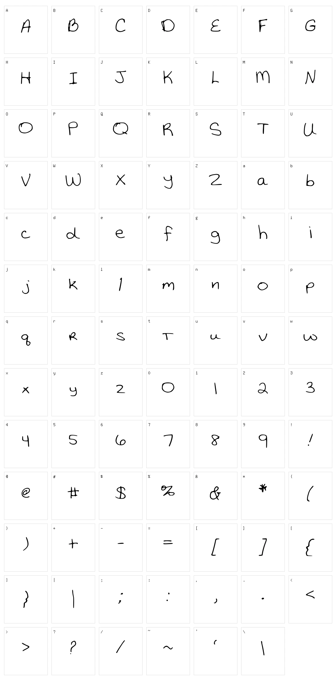 Katie Thompsons Handwriting Character Set