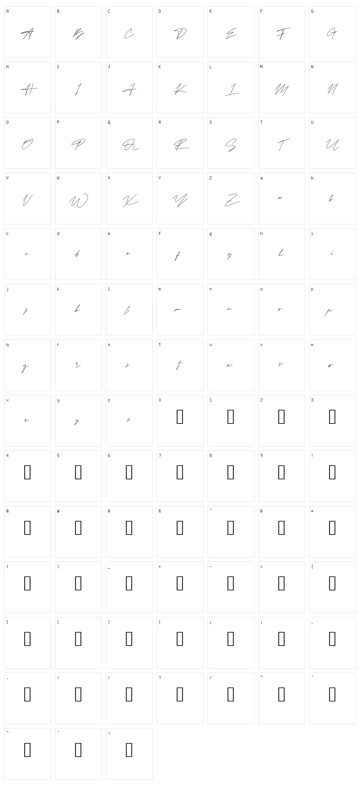Kattela Signature Character Set