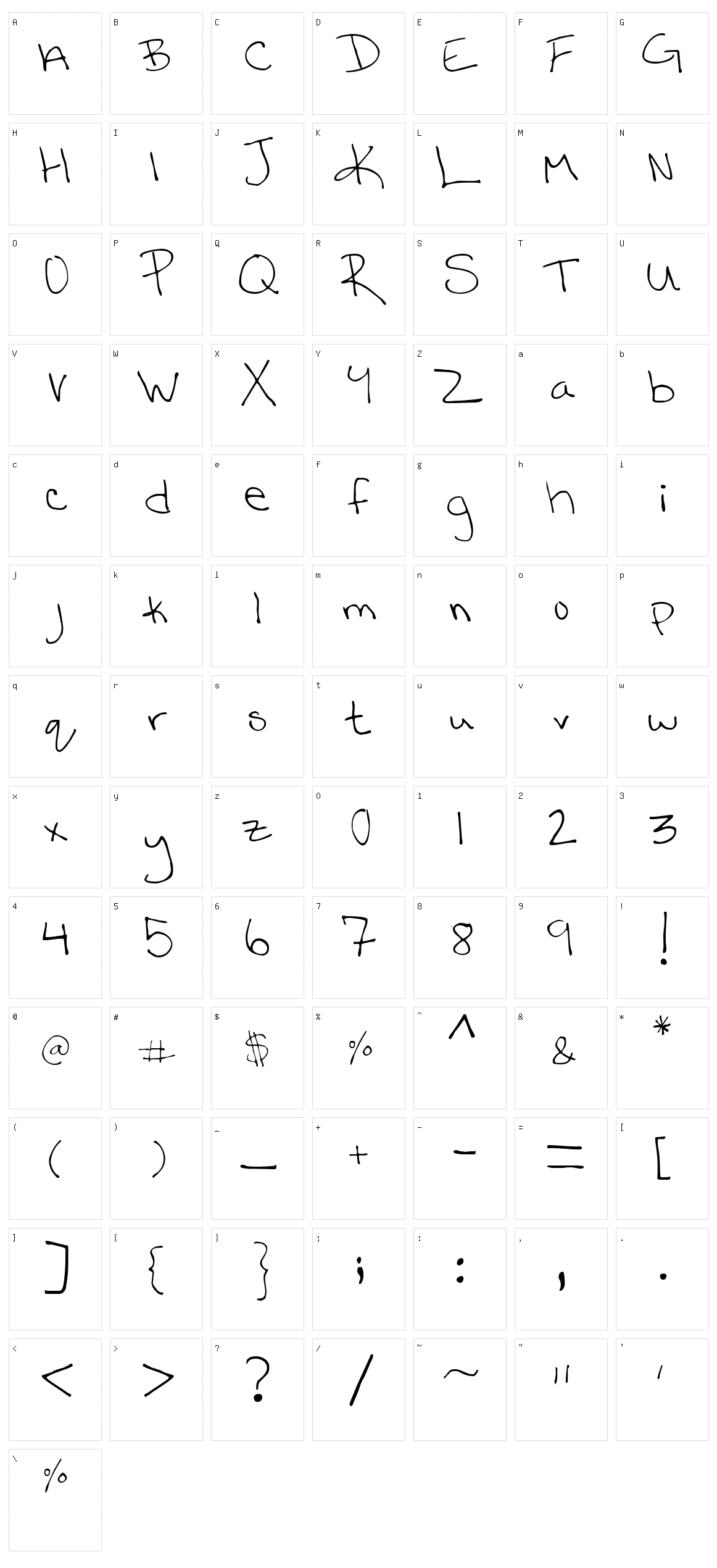 Katy Handwriting Character Set