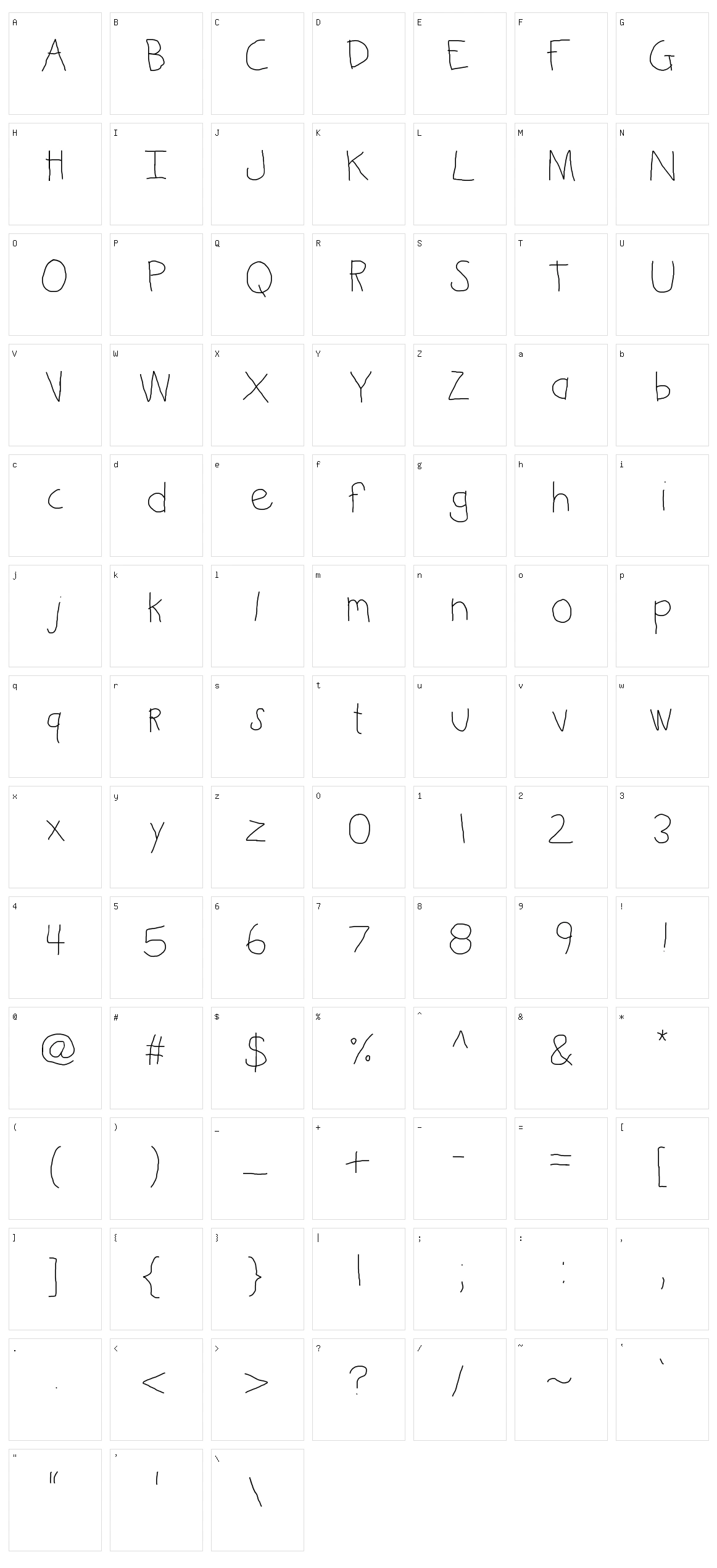 KB Kinder Write Character Set