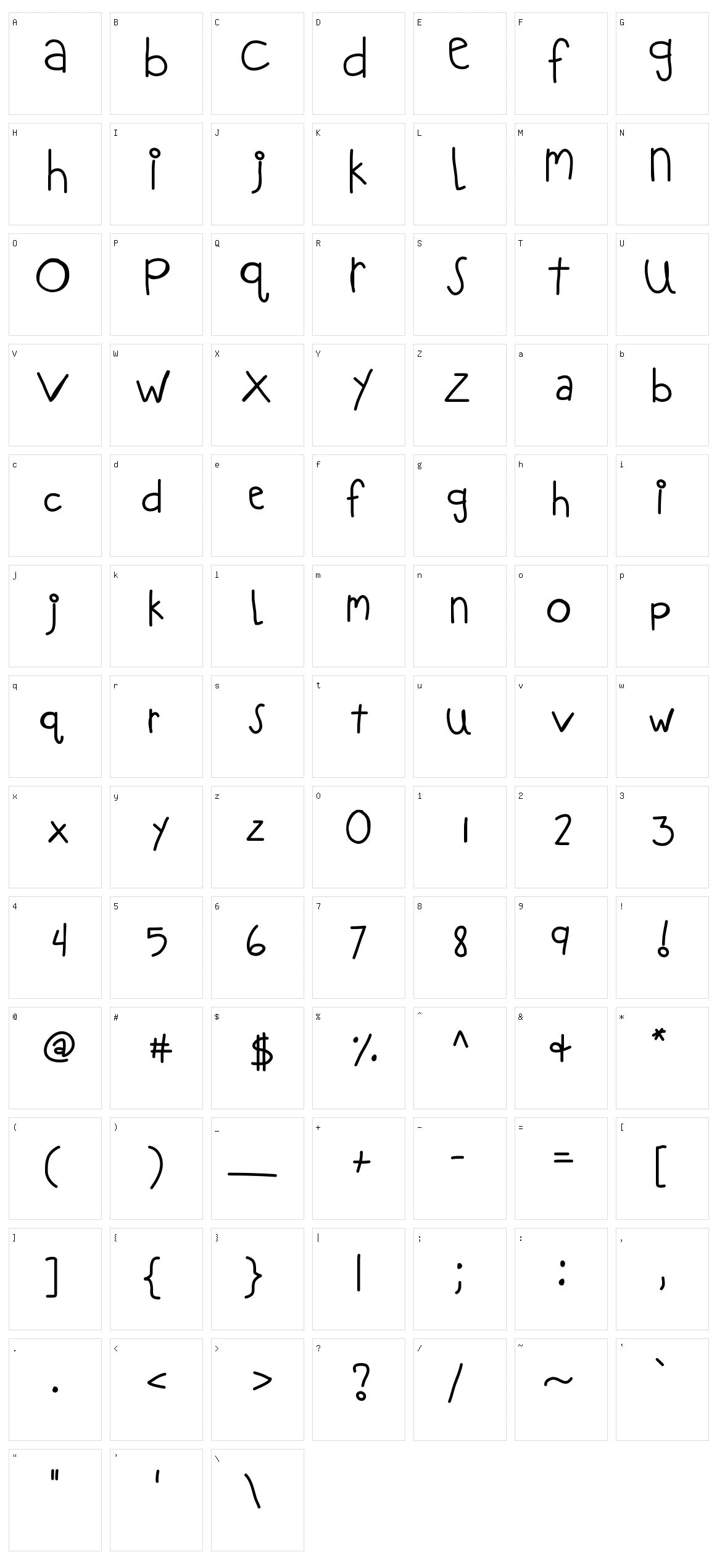 KB Love it down Character Set