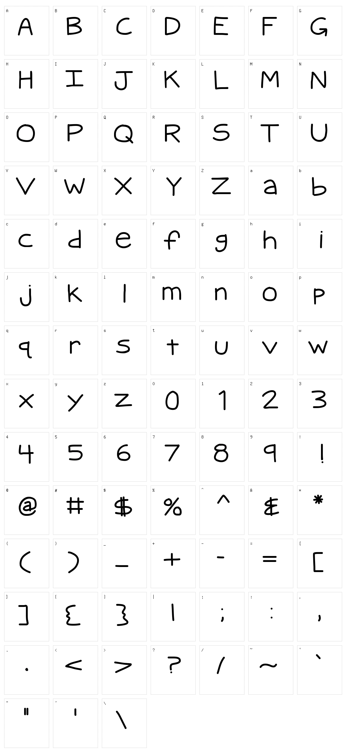 KB Quipster Character Set