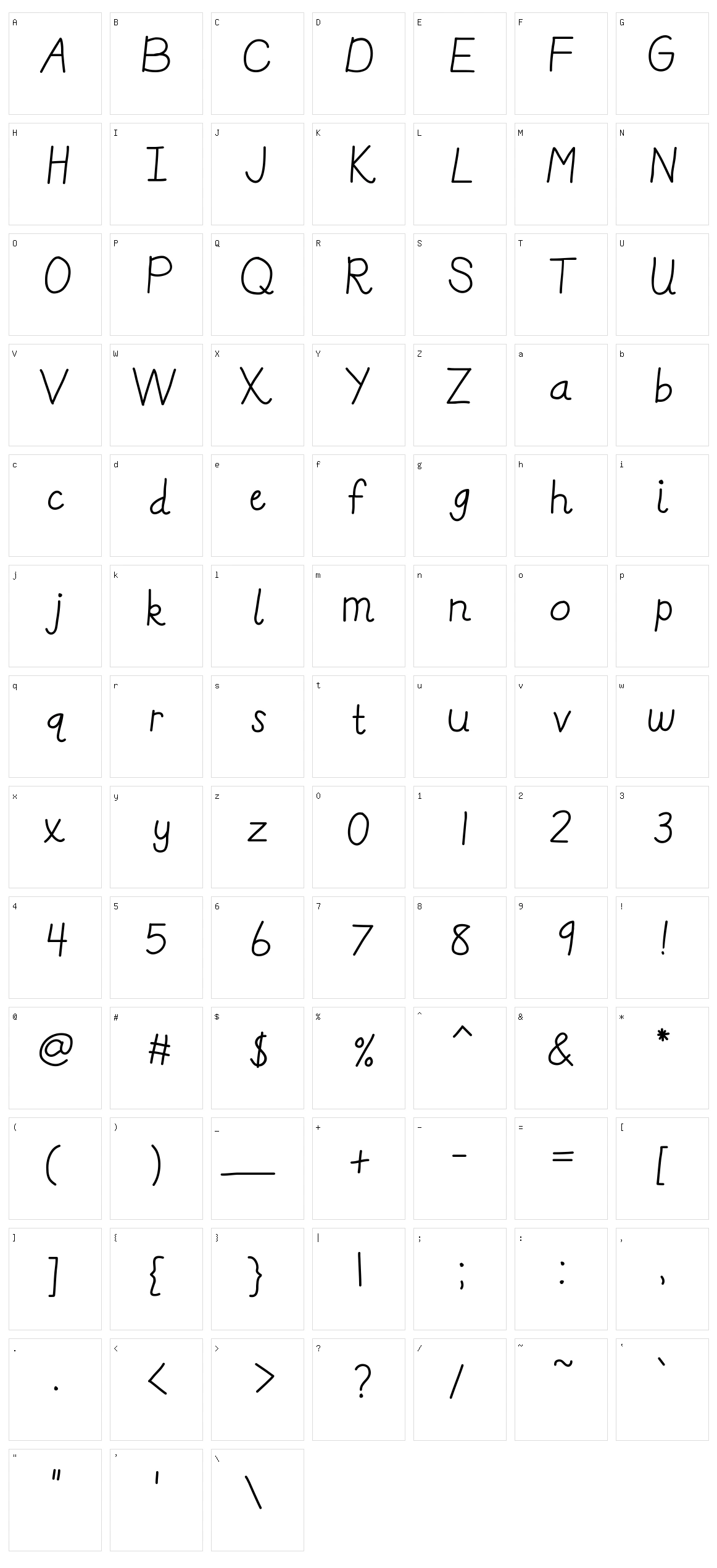 KB Really Dnealie Character Set