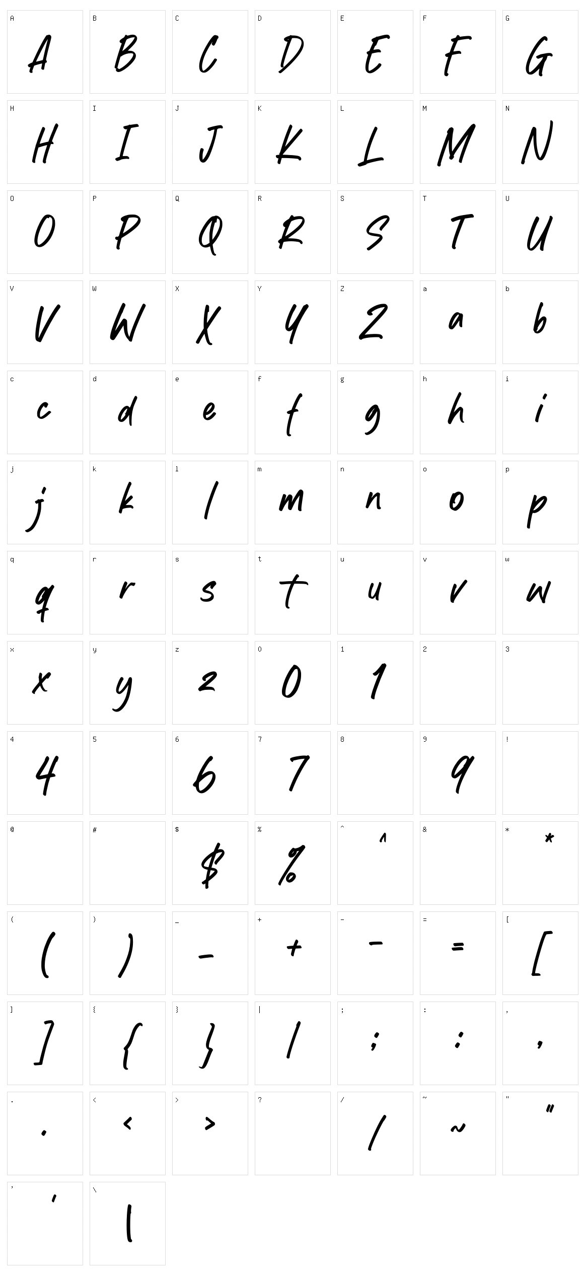 Keanutty Character Set