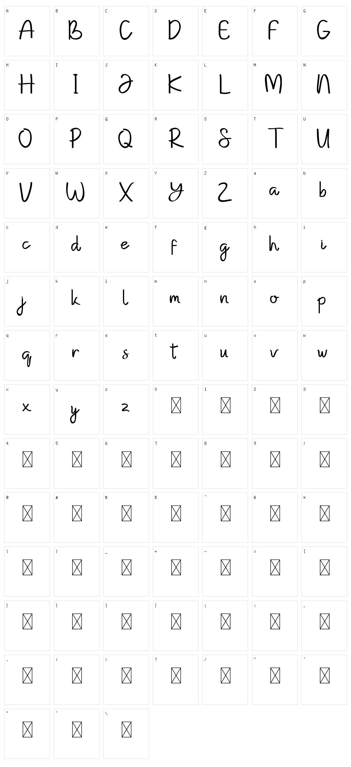 Kempton Handwritting Character Set