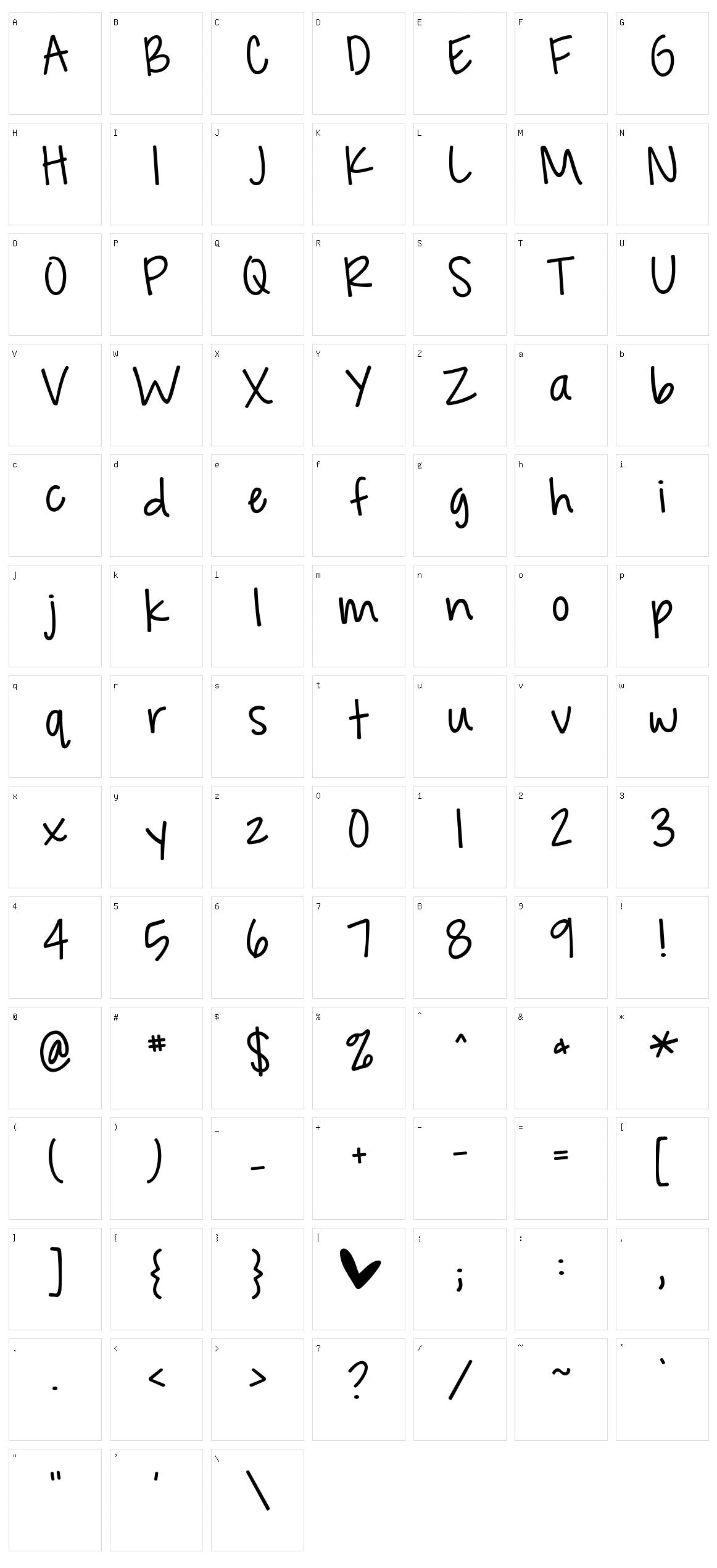 KG Feeling 22 Character Set
