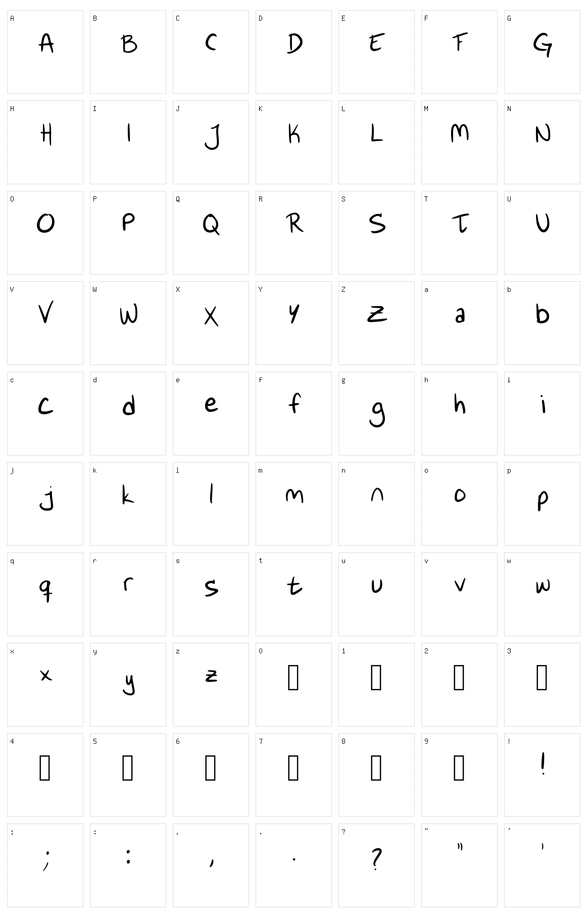 Khamies Handwriting Character Set