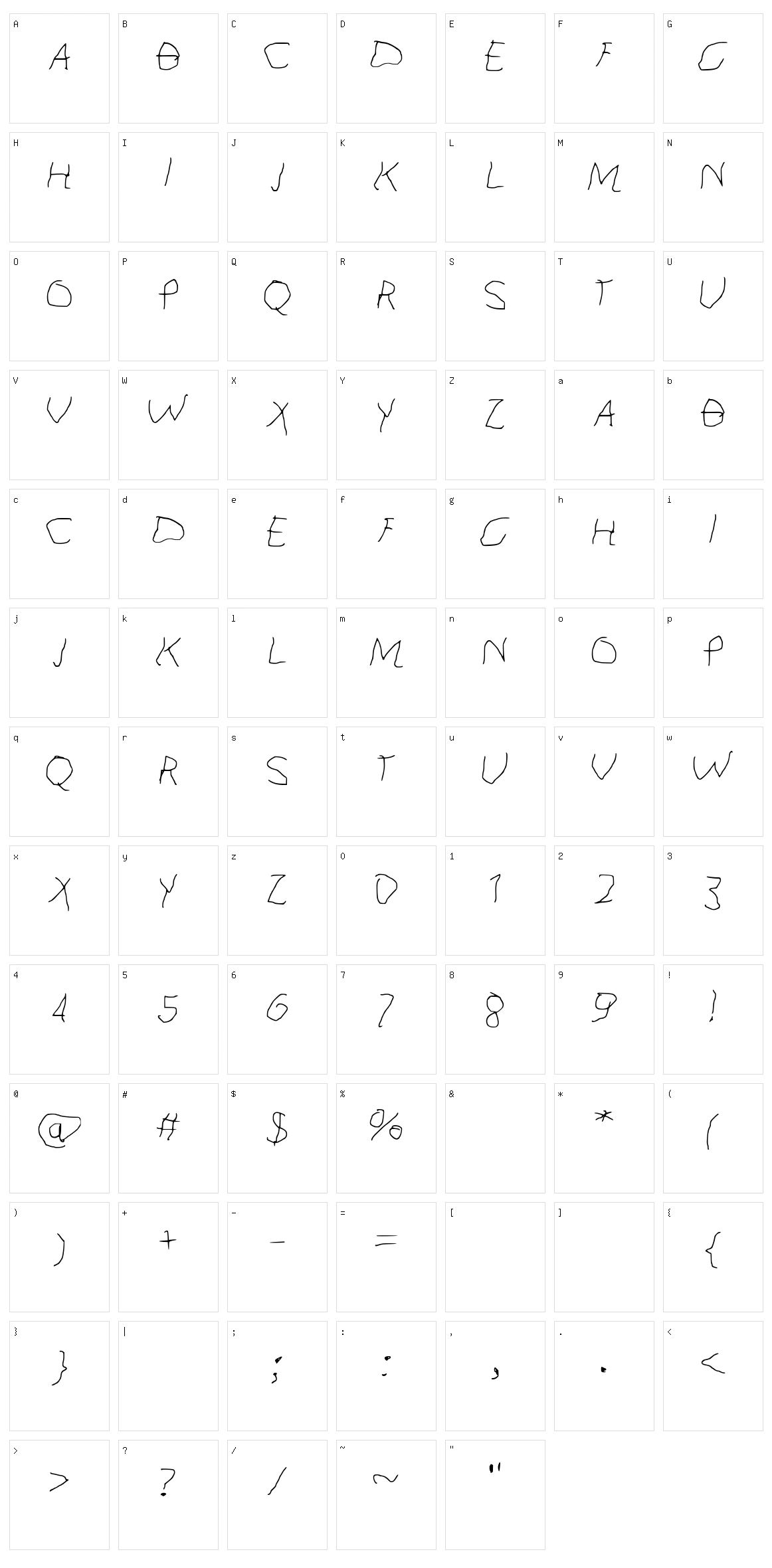Kid Font Character Set