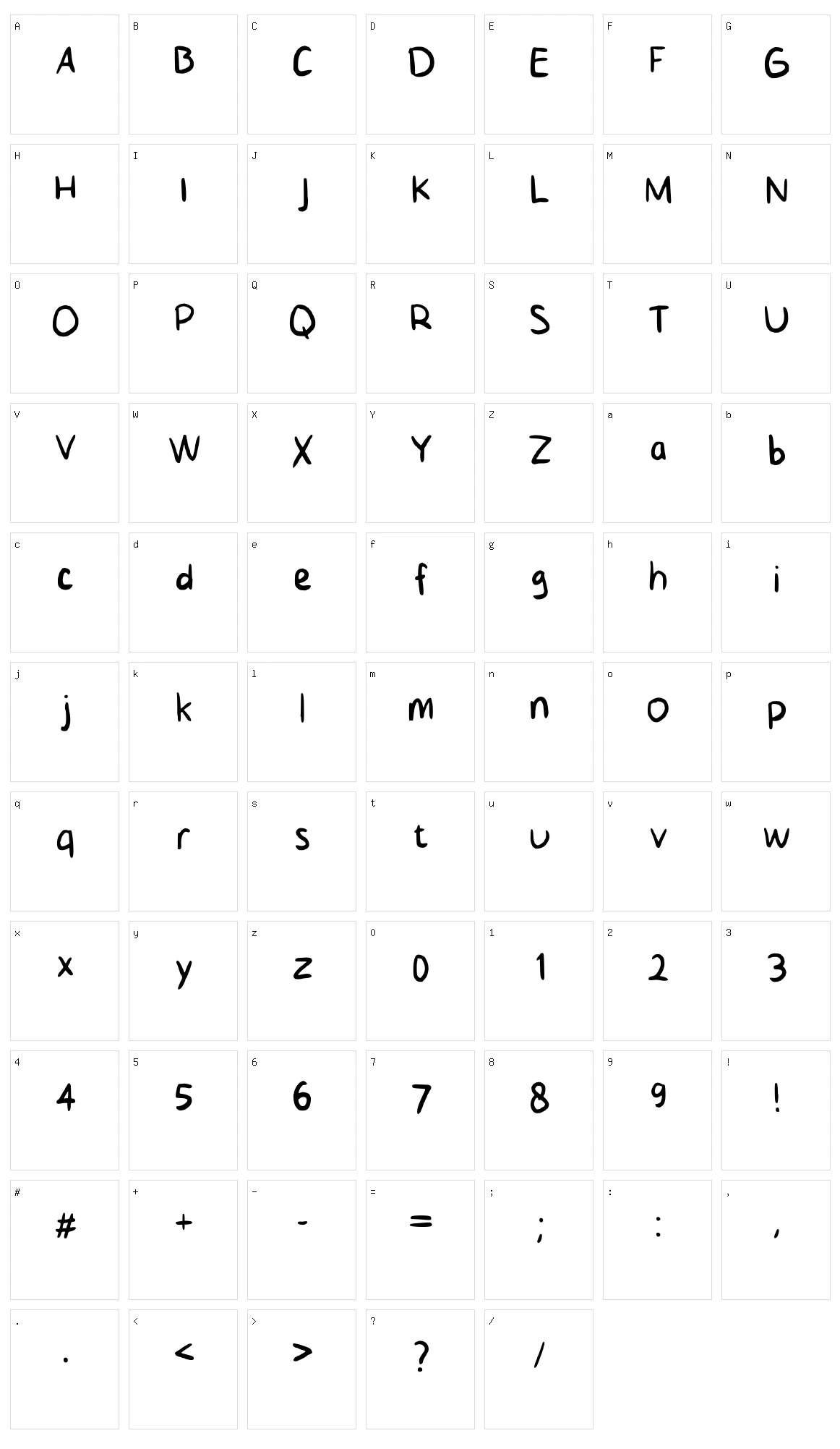 Kids Handwriting Character Set