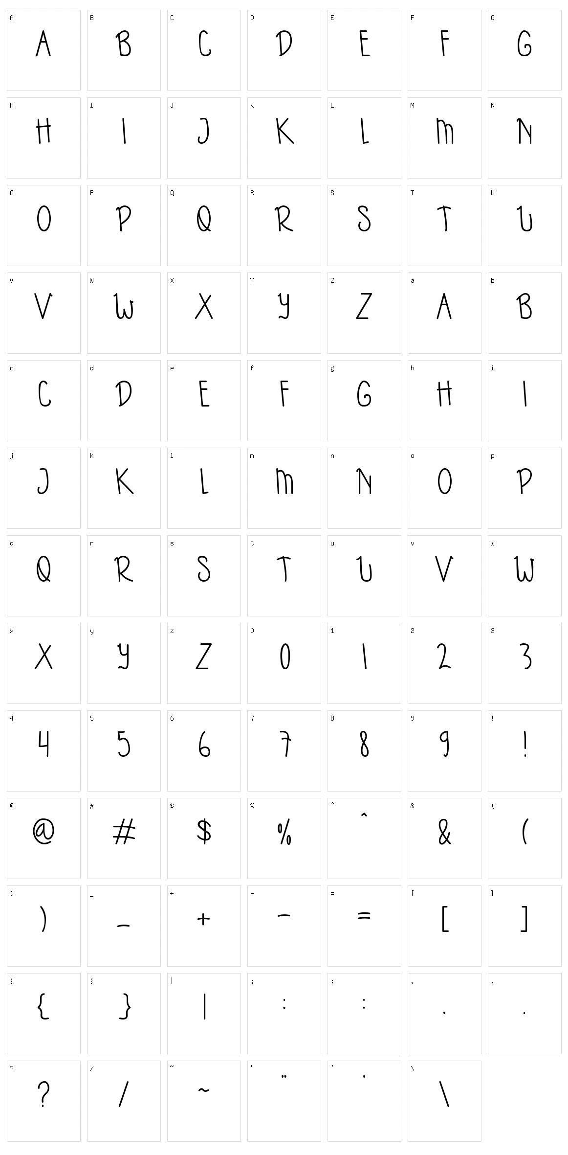 Kidsbo Character Set