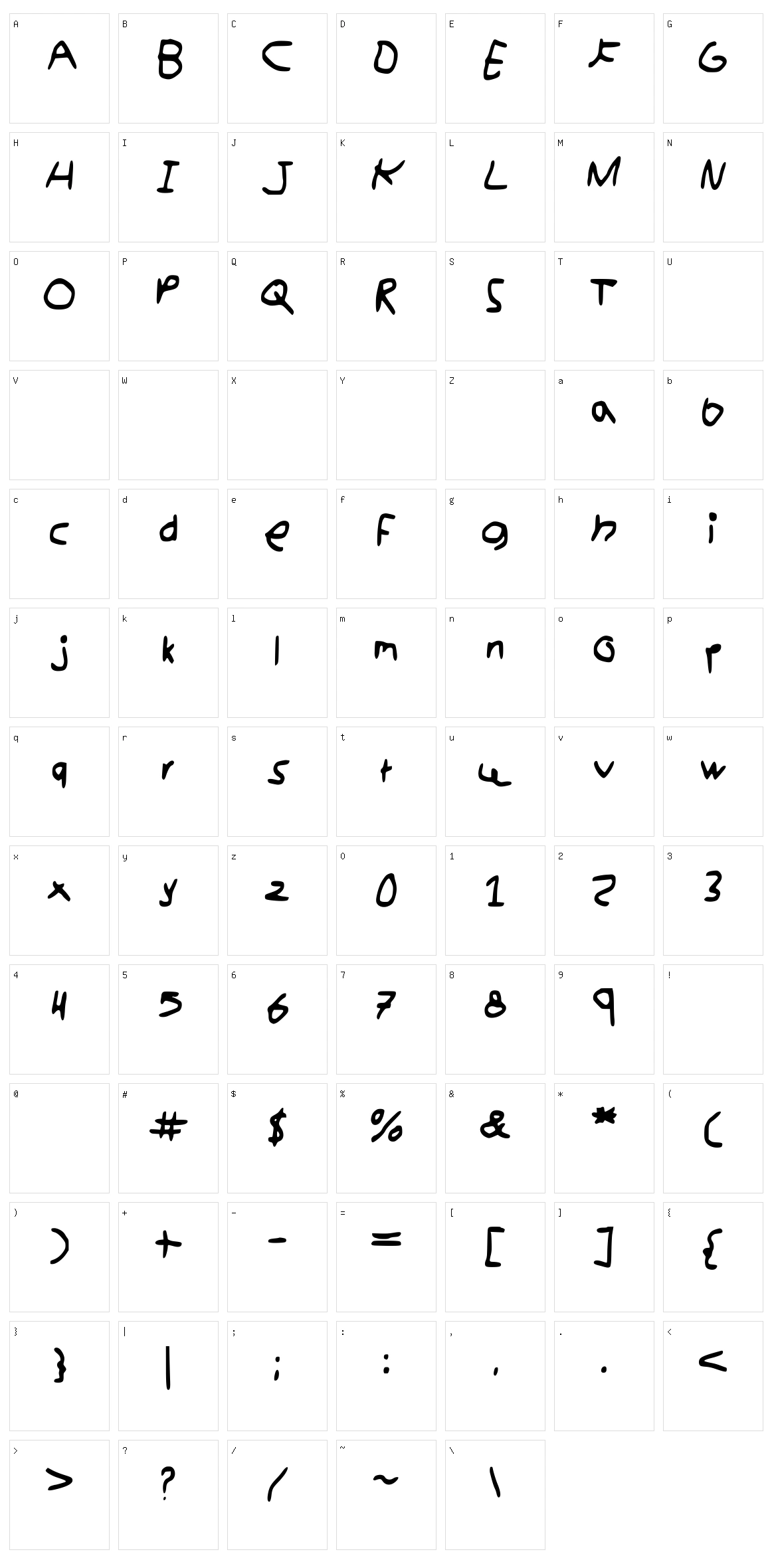 Kidswritting Character Set