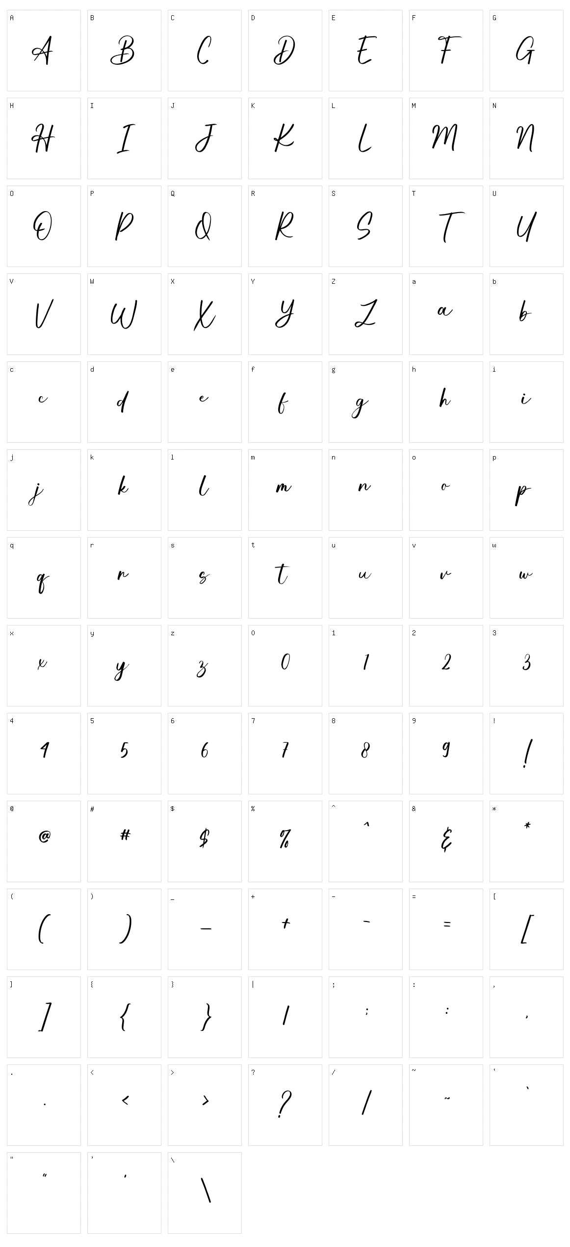 Kimberly Signature Character Set