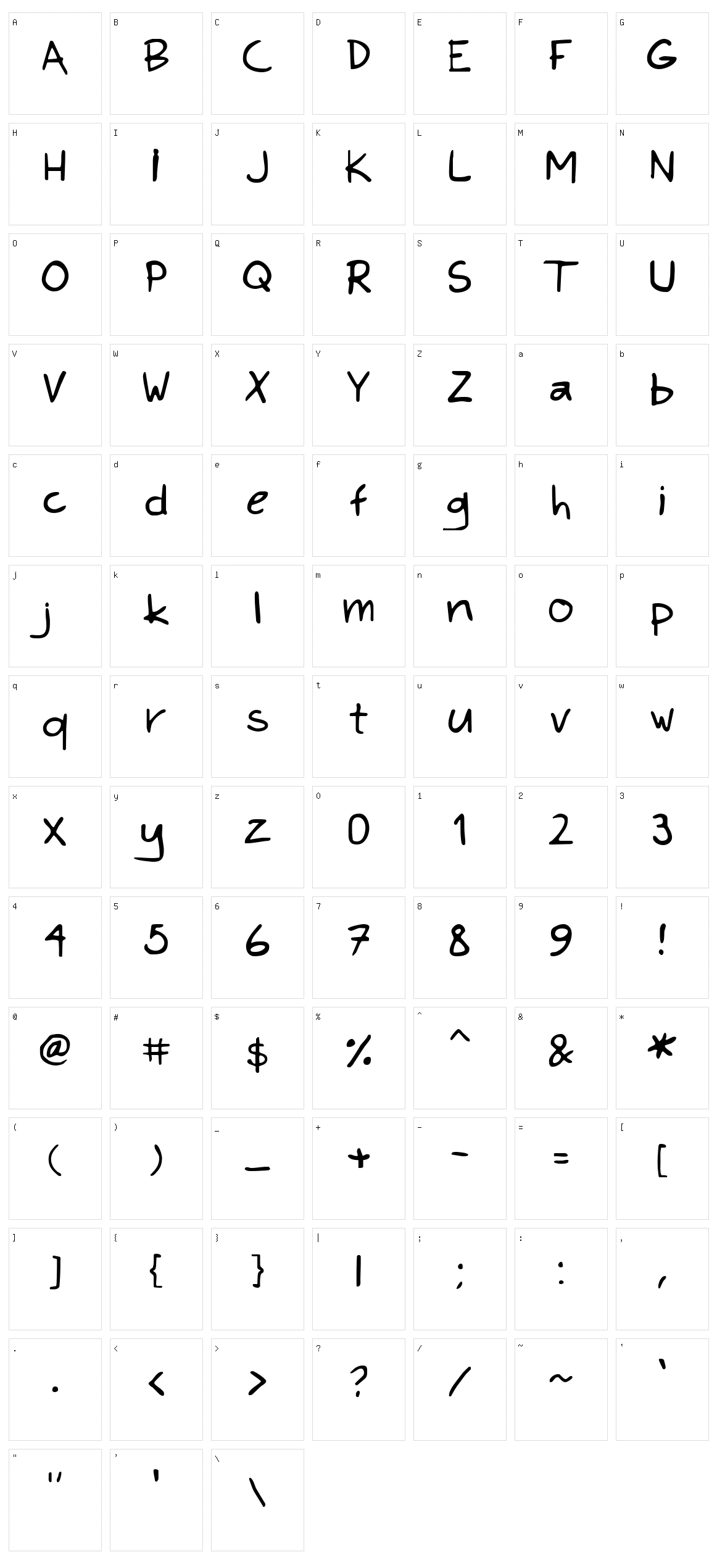 Kims Hand Character Set