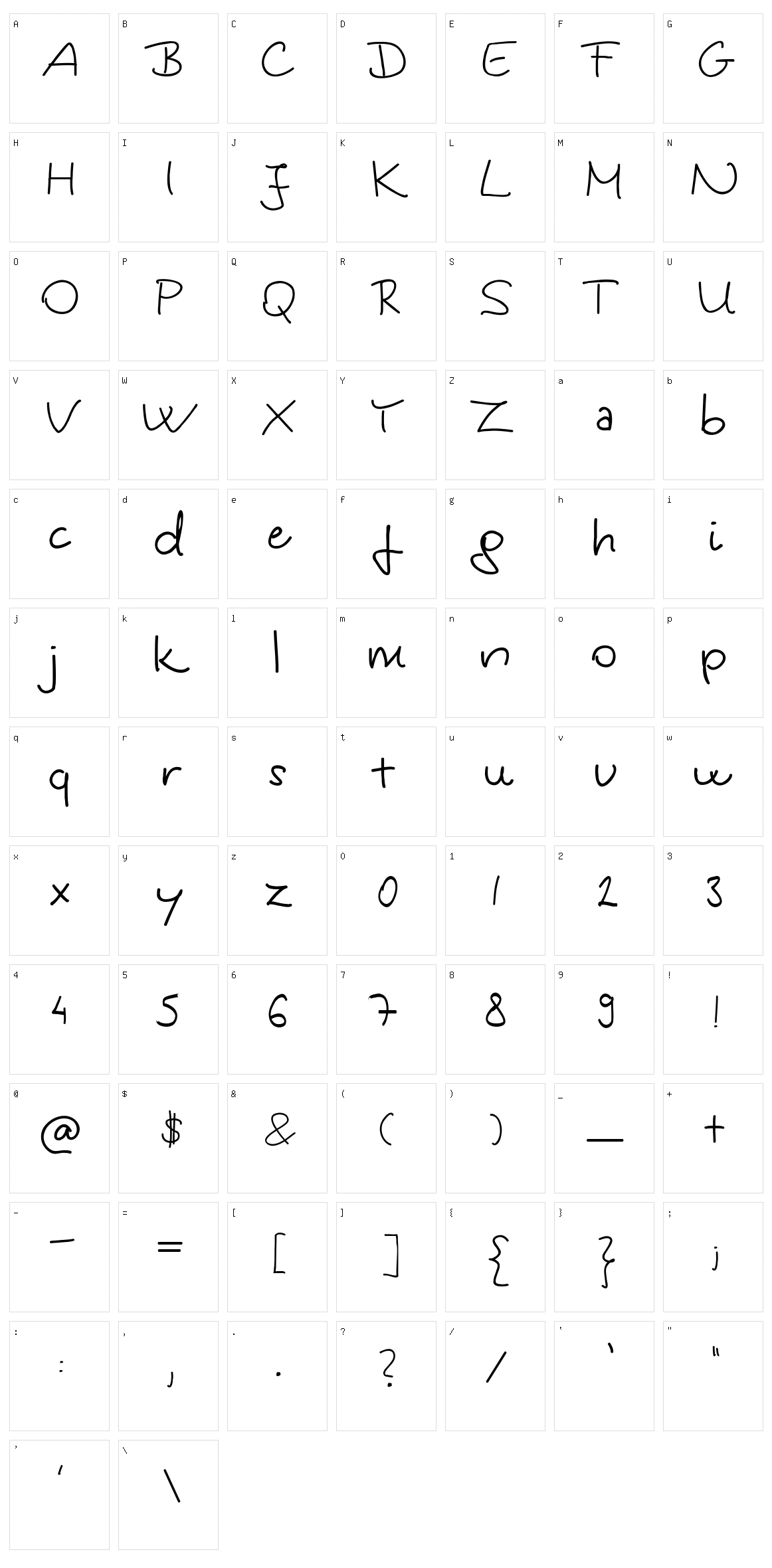 Kinga's handwriting Character Set