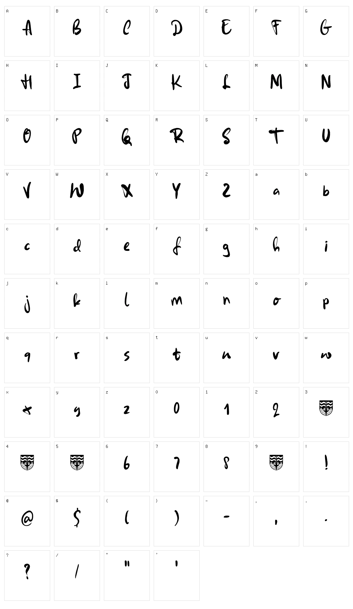 Kingsmead Script Character Set