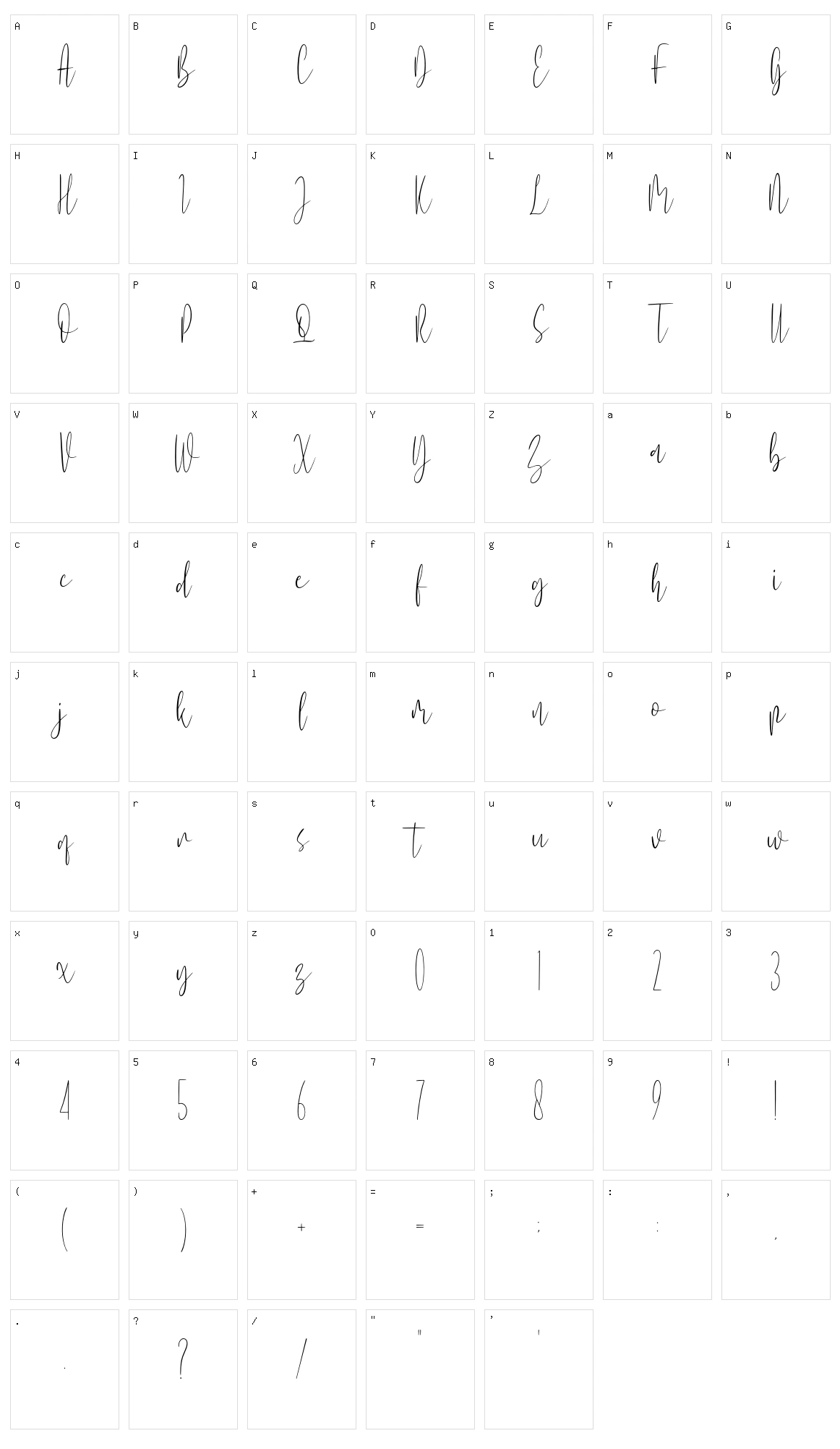 Kishplay Character Set