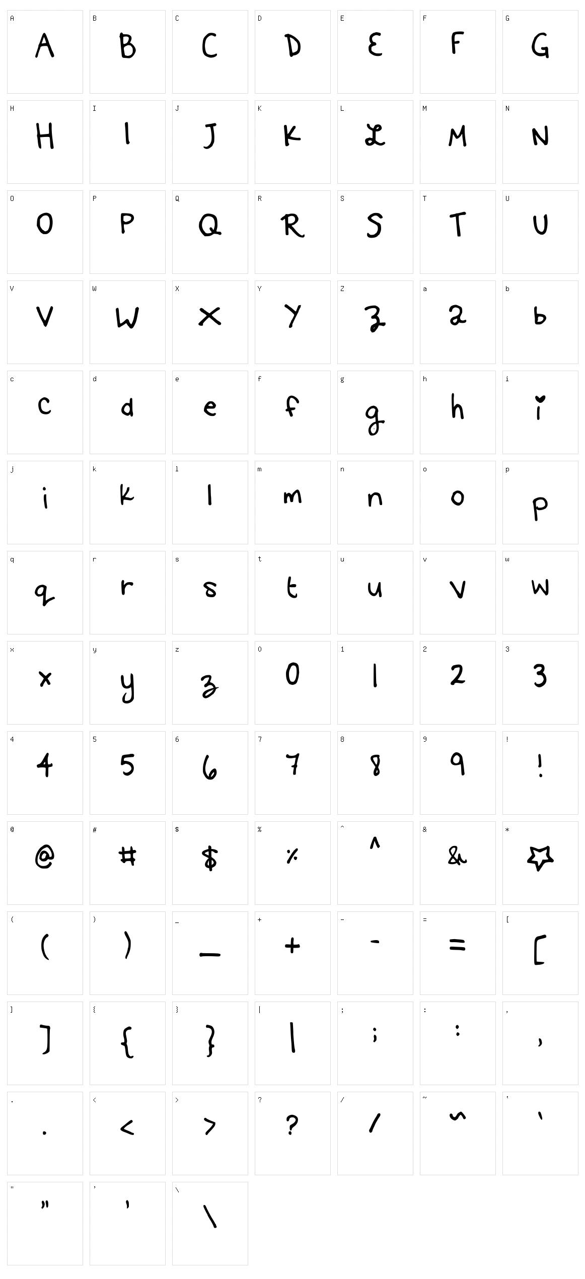 Kittyspoon Character Set