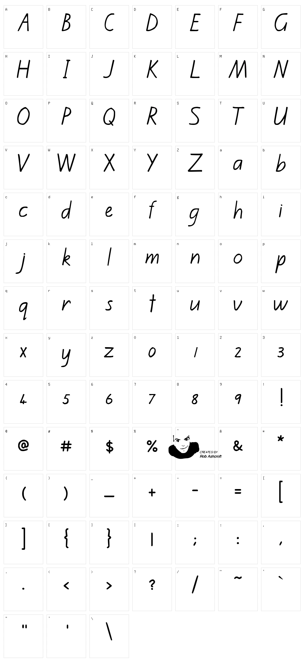 Kiwi School Handwriting Character Set