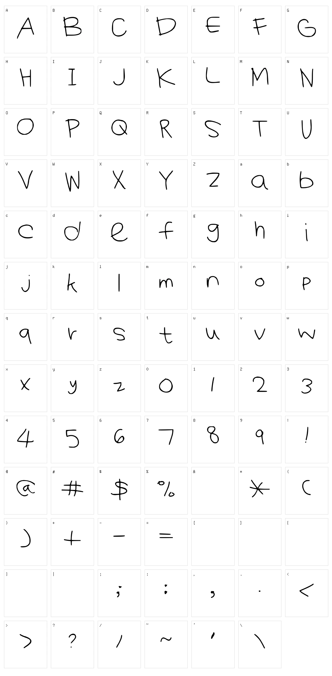 Kiyomi Font Character Set