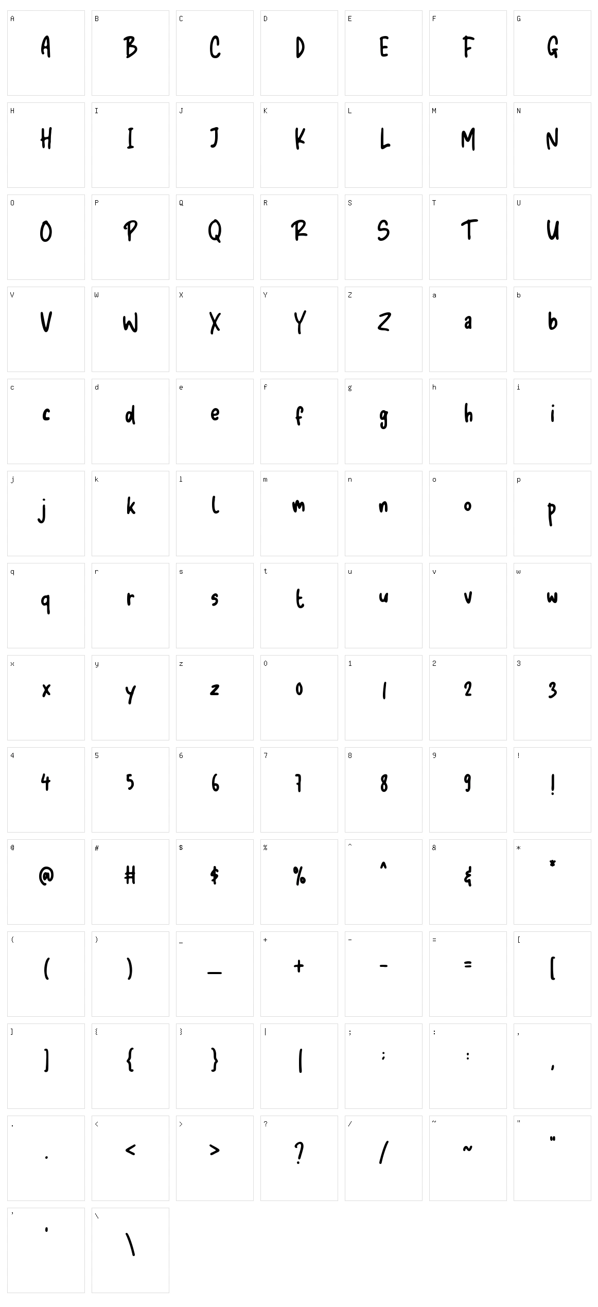 Koe Benson Character Set