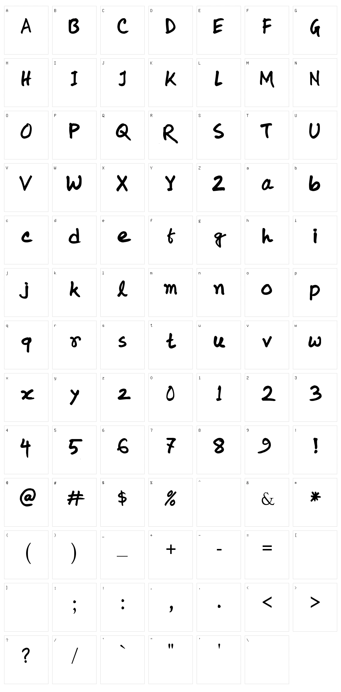Koly Handwriting Character Set