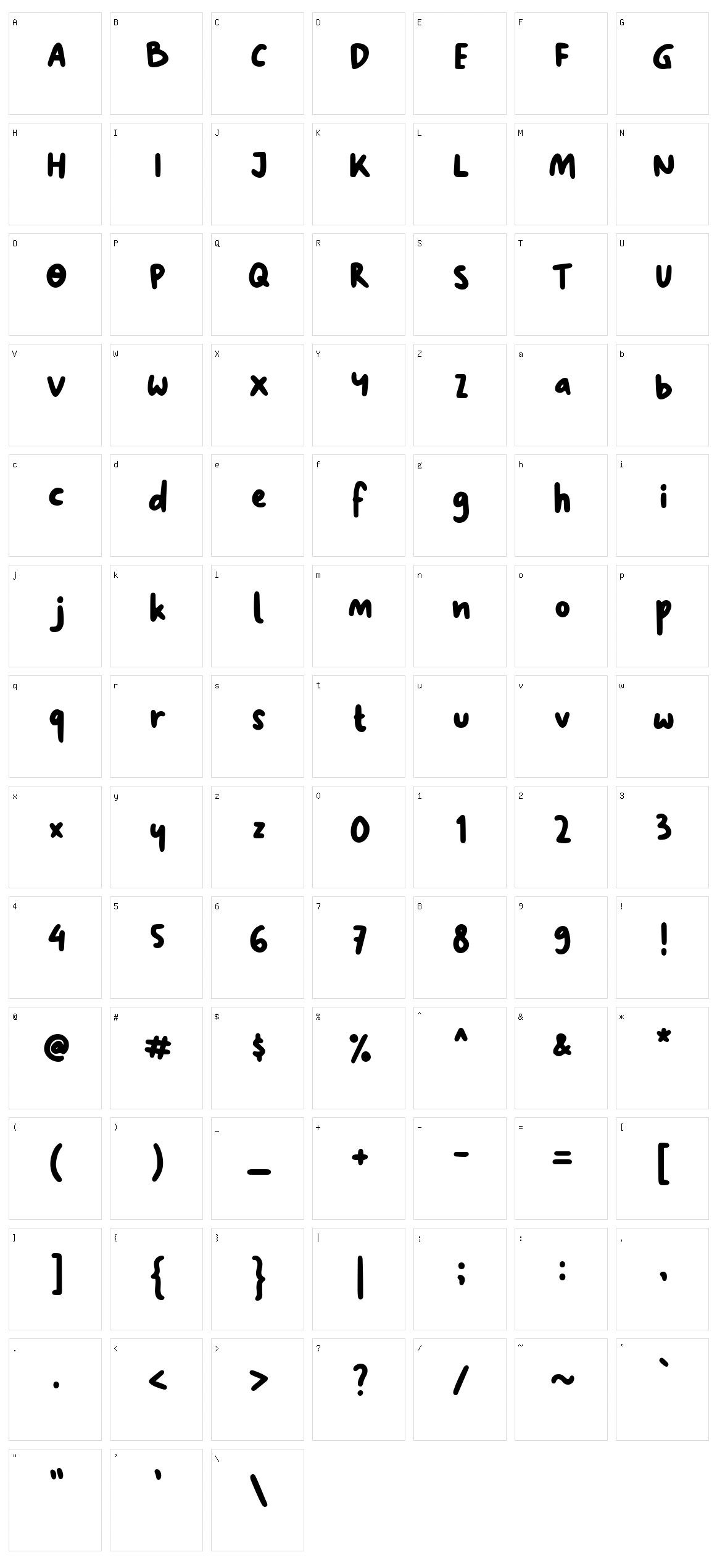Kopi Senja Sans Character Set