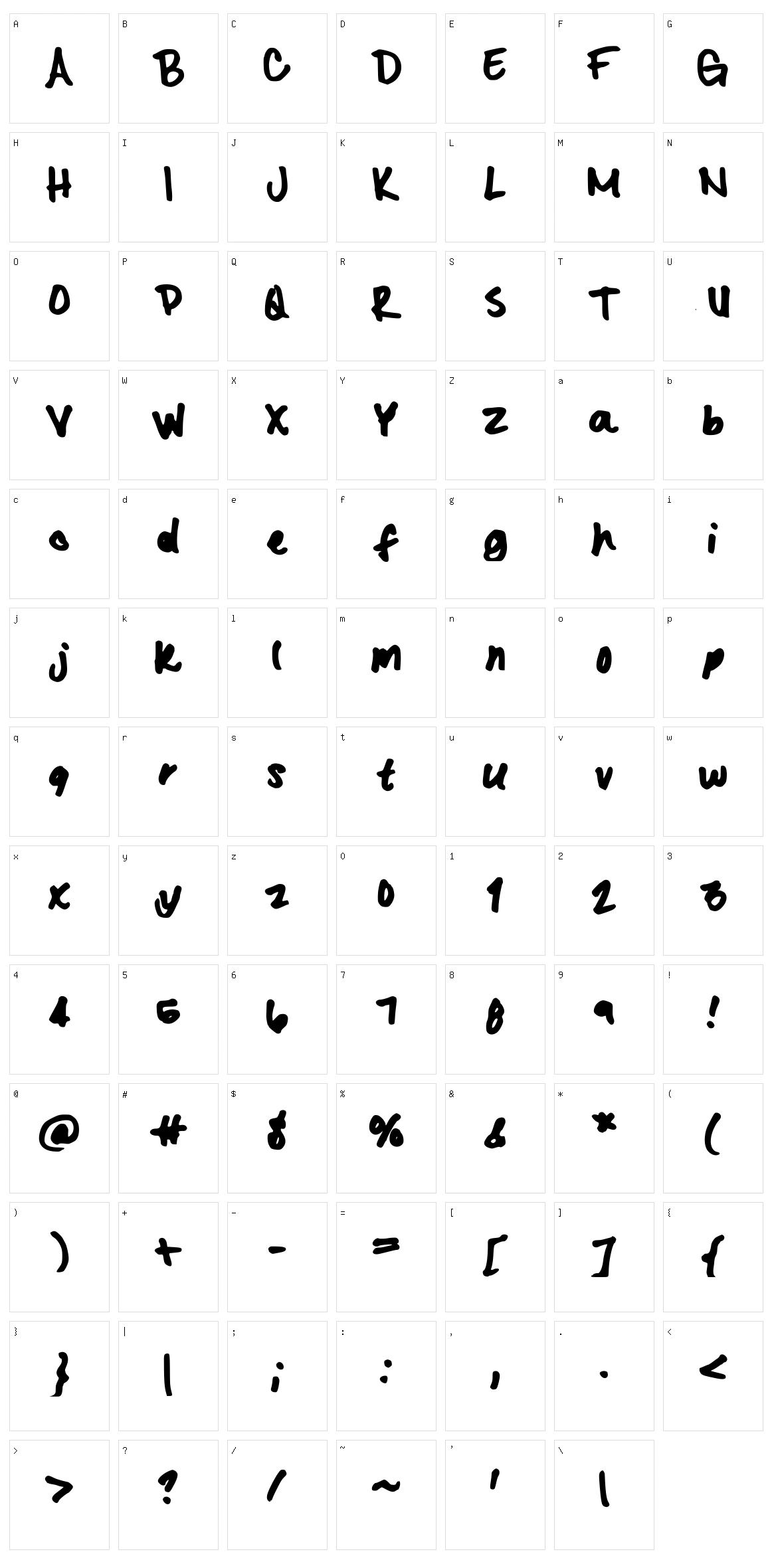 Kristas Font Character Set