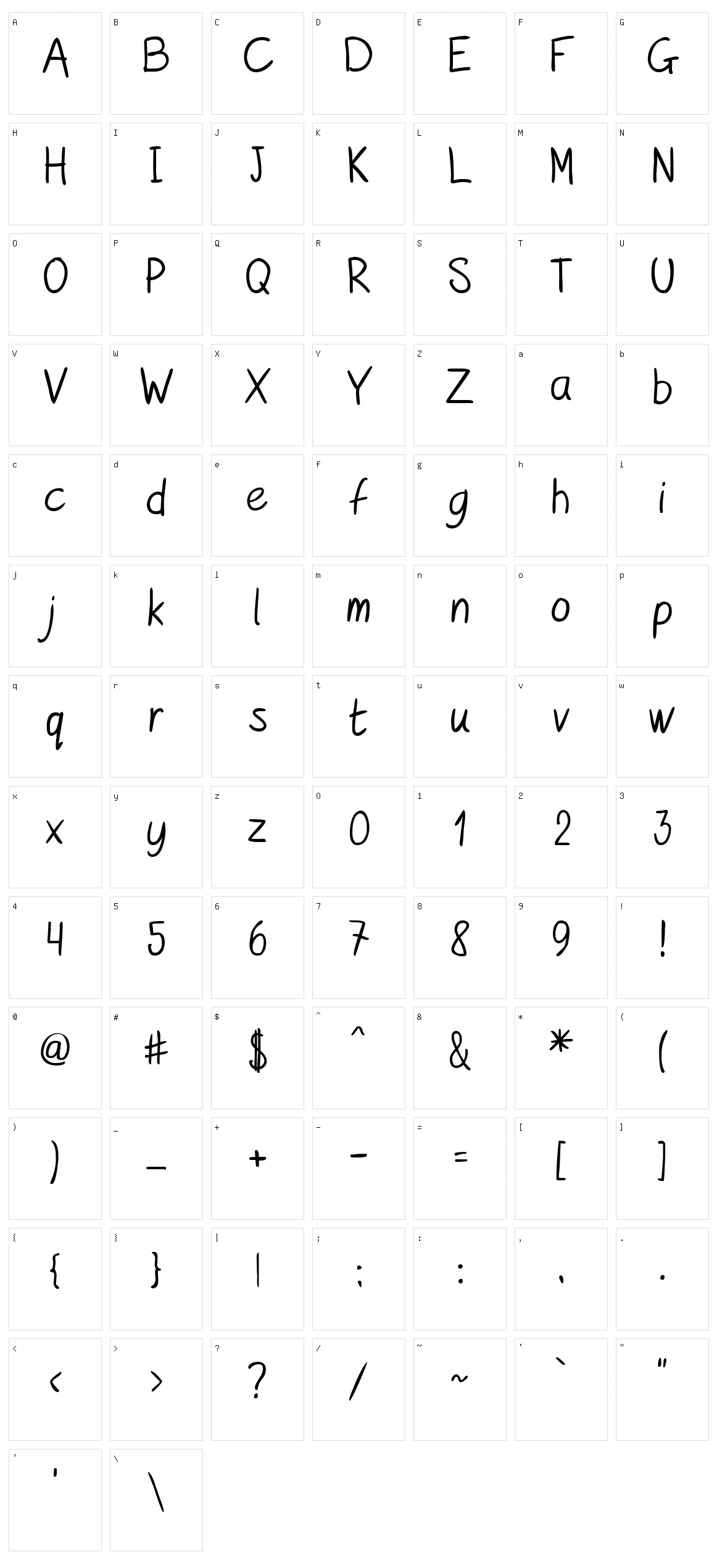 KurzetsType Character Set