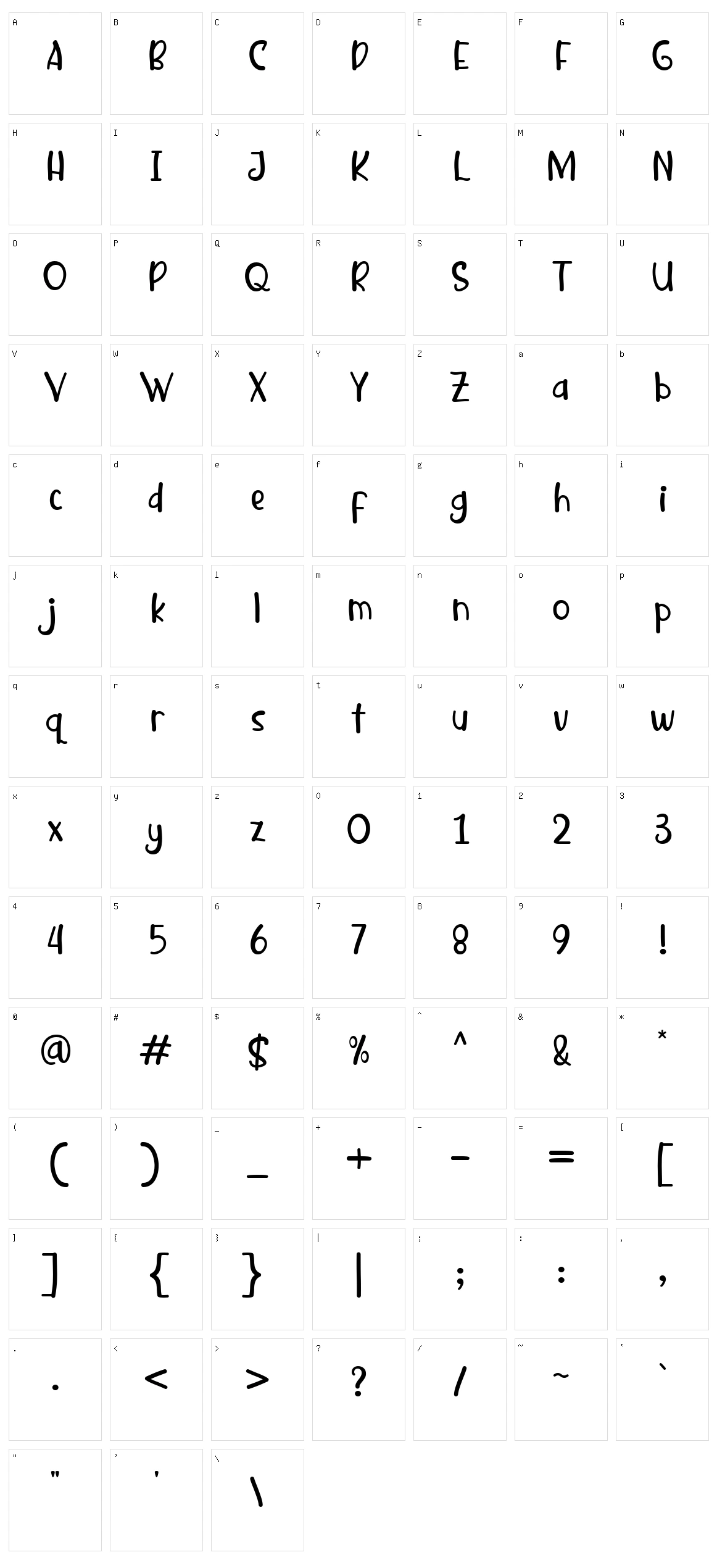 Kwacyland Character Set
