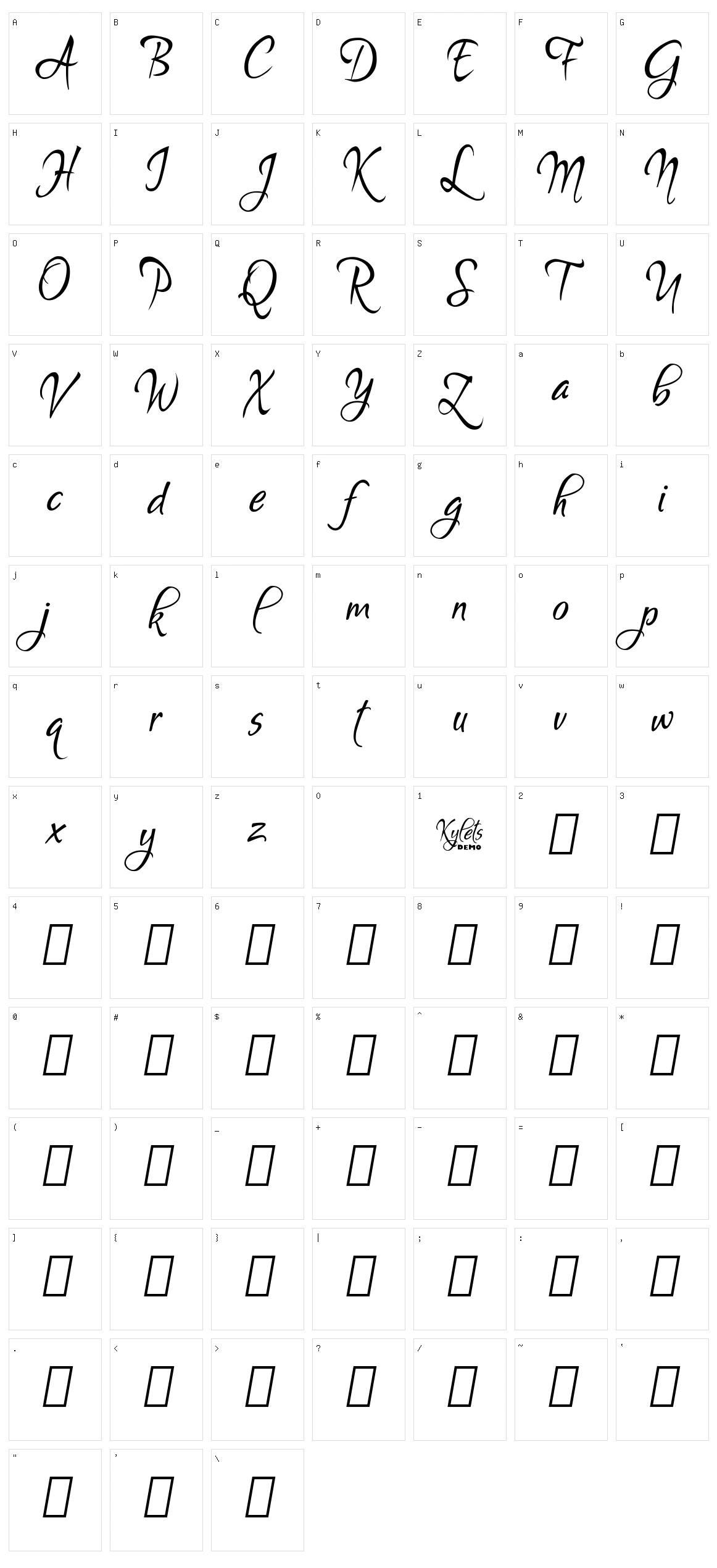 Kylets Character Set
