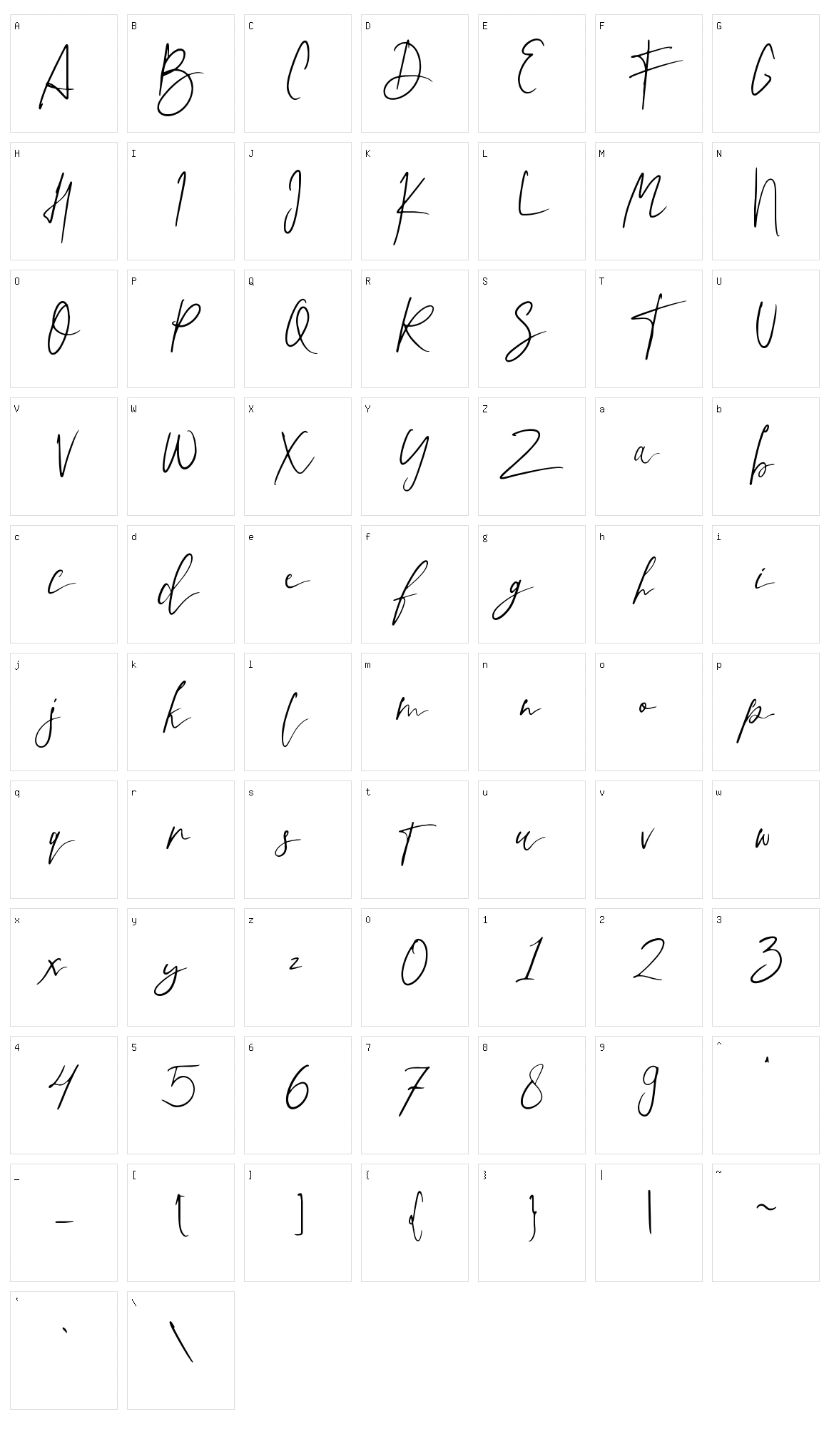 La Lune Script Character Set