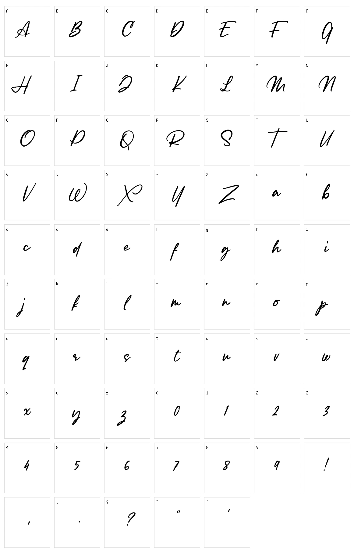 Lancaste Script Character Set