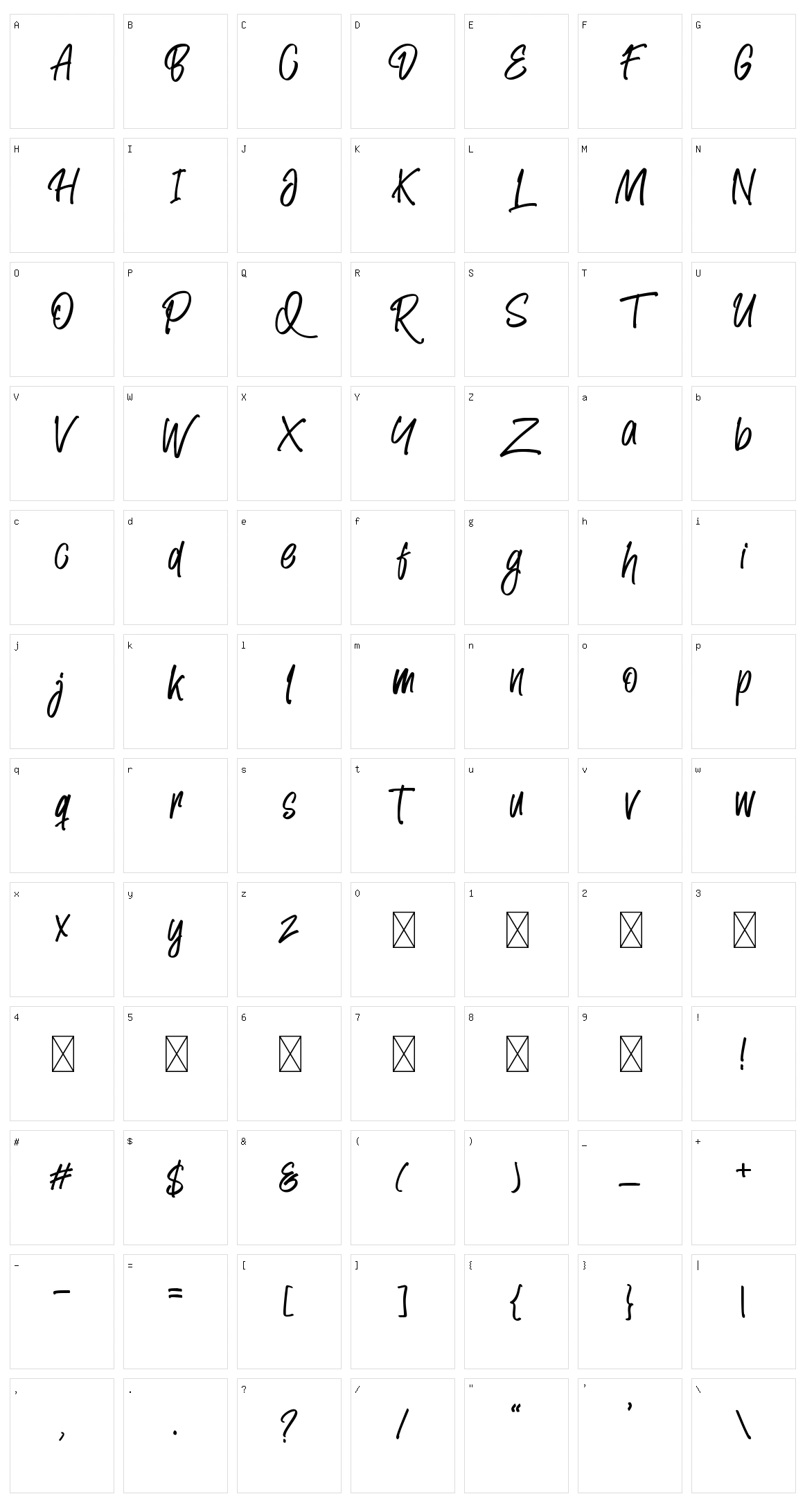 Landy Notes Character Set