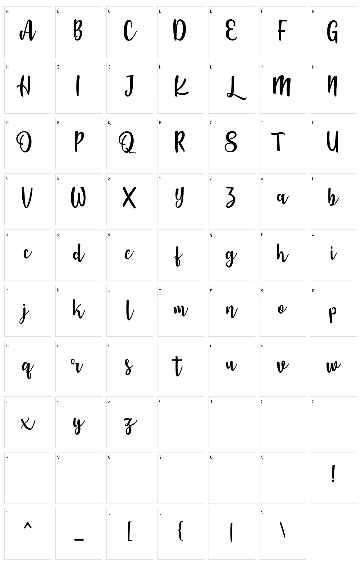 Langrish Script Character Set