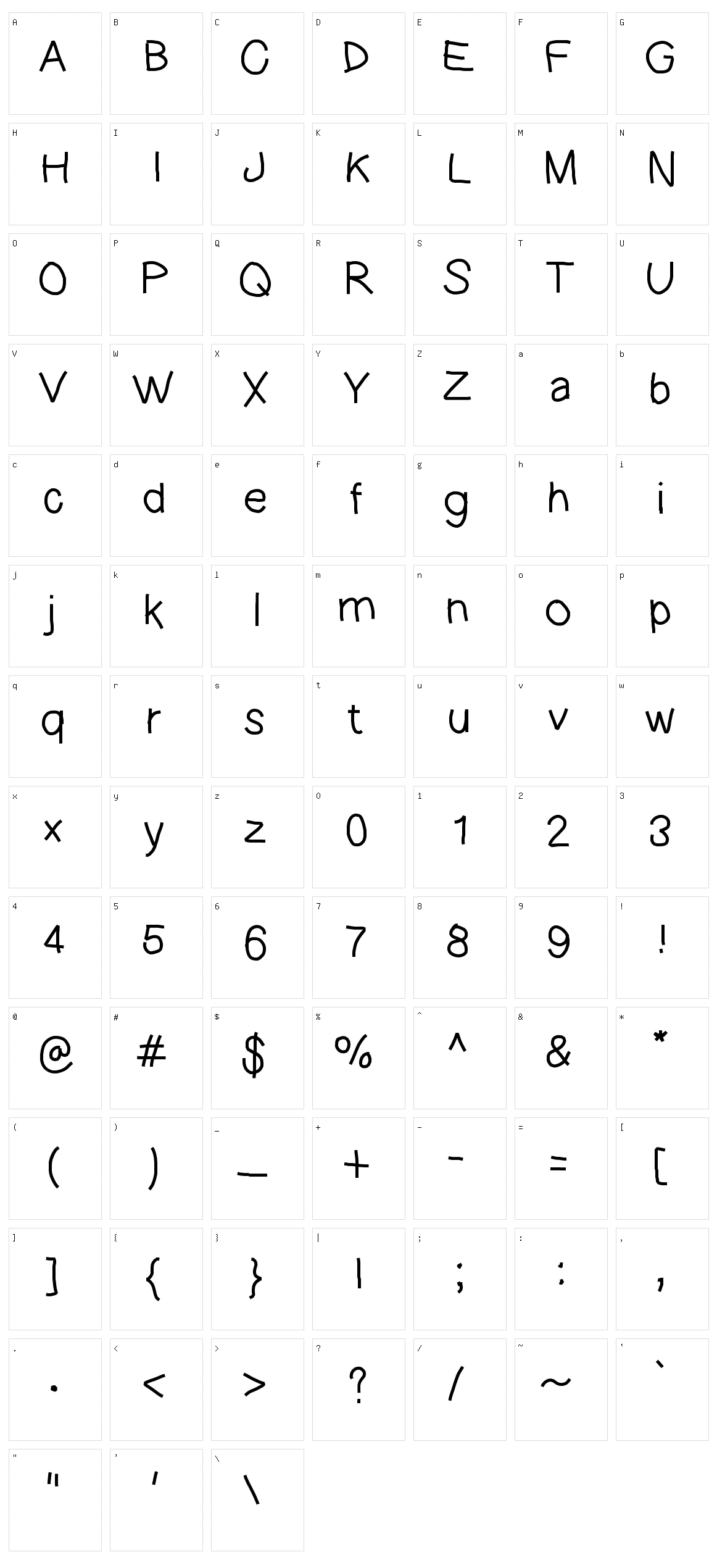 Large Font Character Set