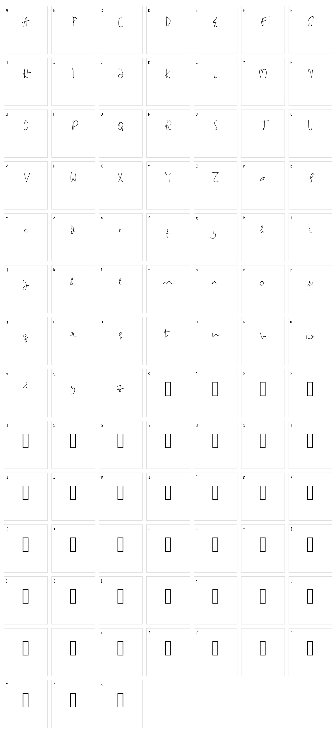 Larissa Handwriting Character Set